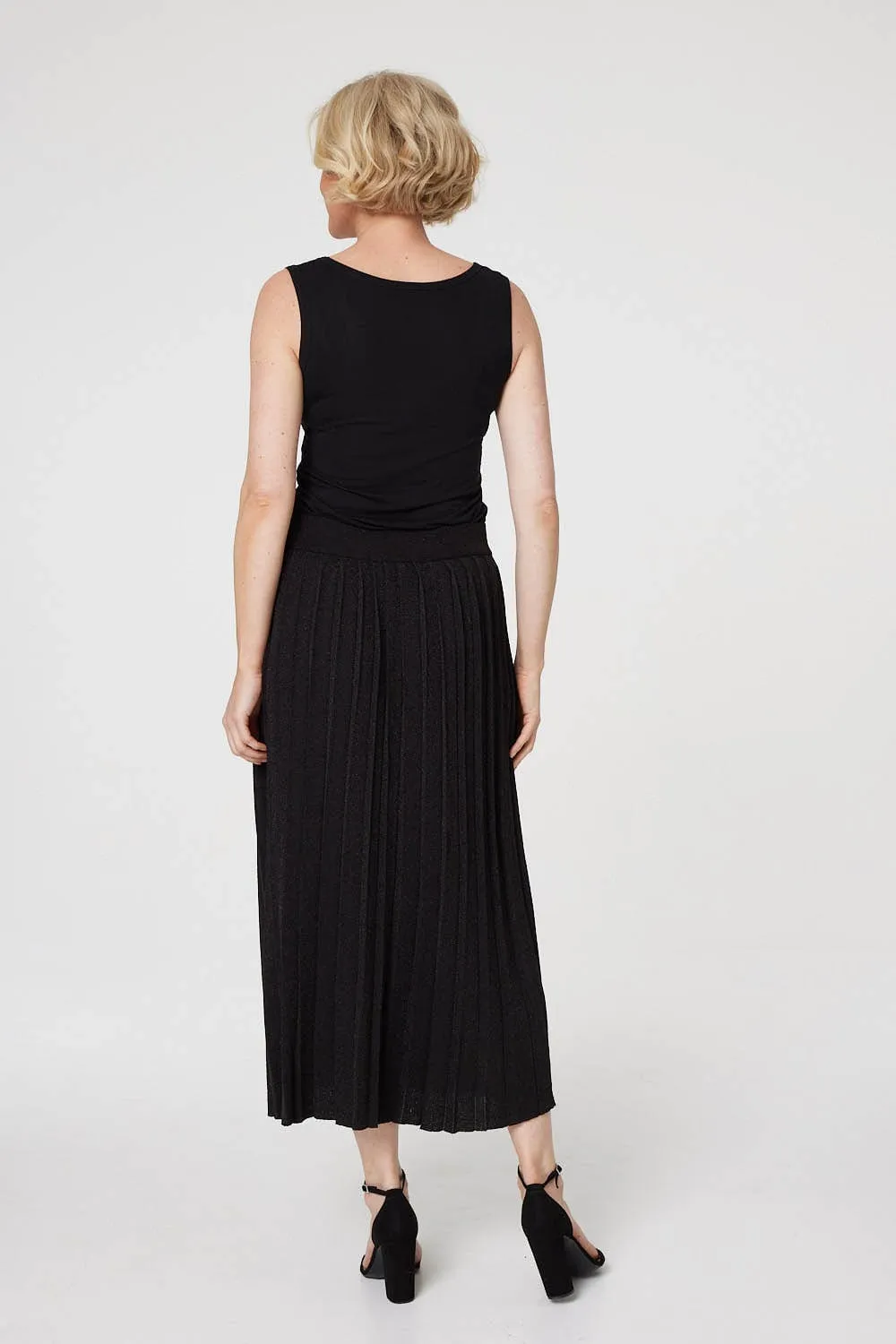 High Waist Pleated Knit Skirt