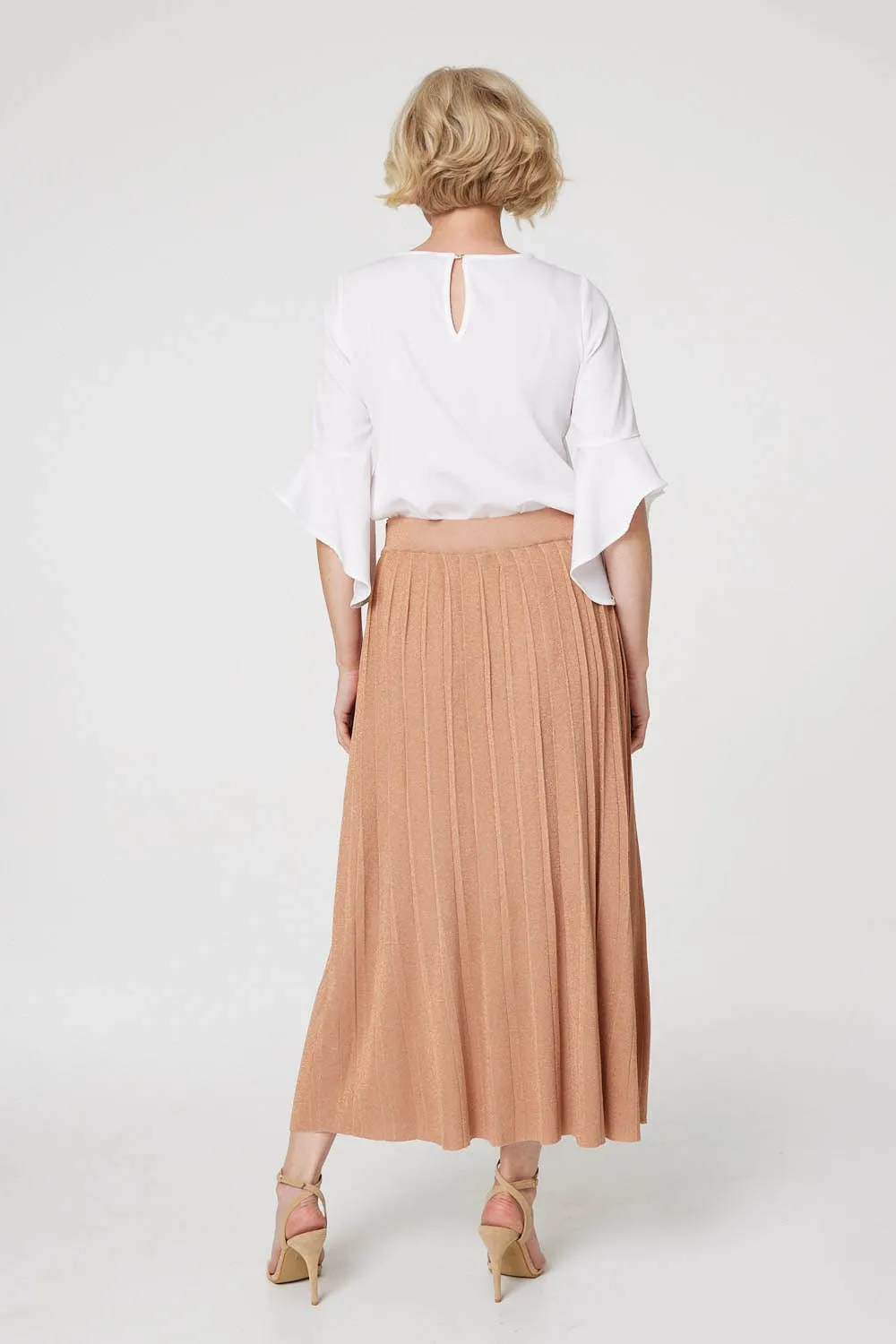 High Waist Pleated Knit Skirt