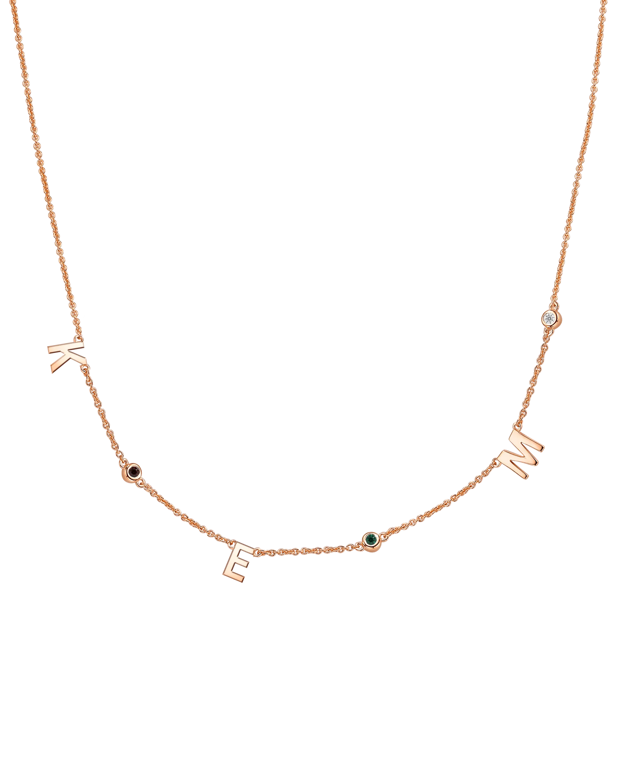 Initial Birthstone Necklace - 14K Rose Gold