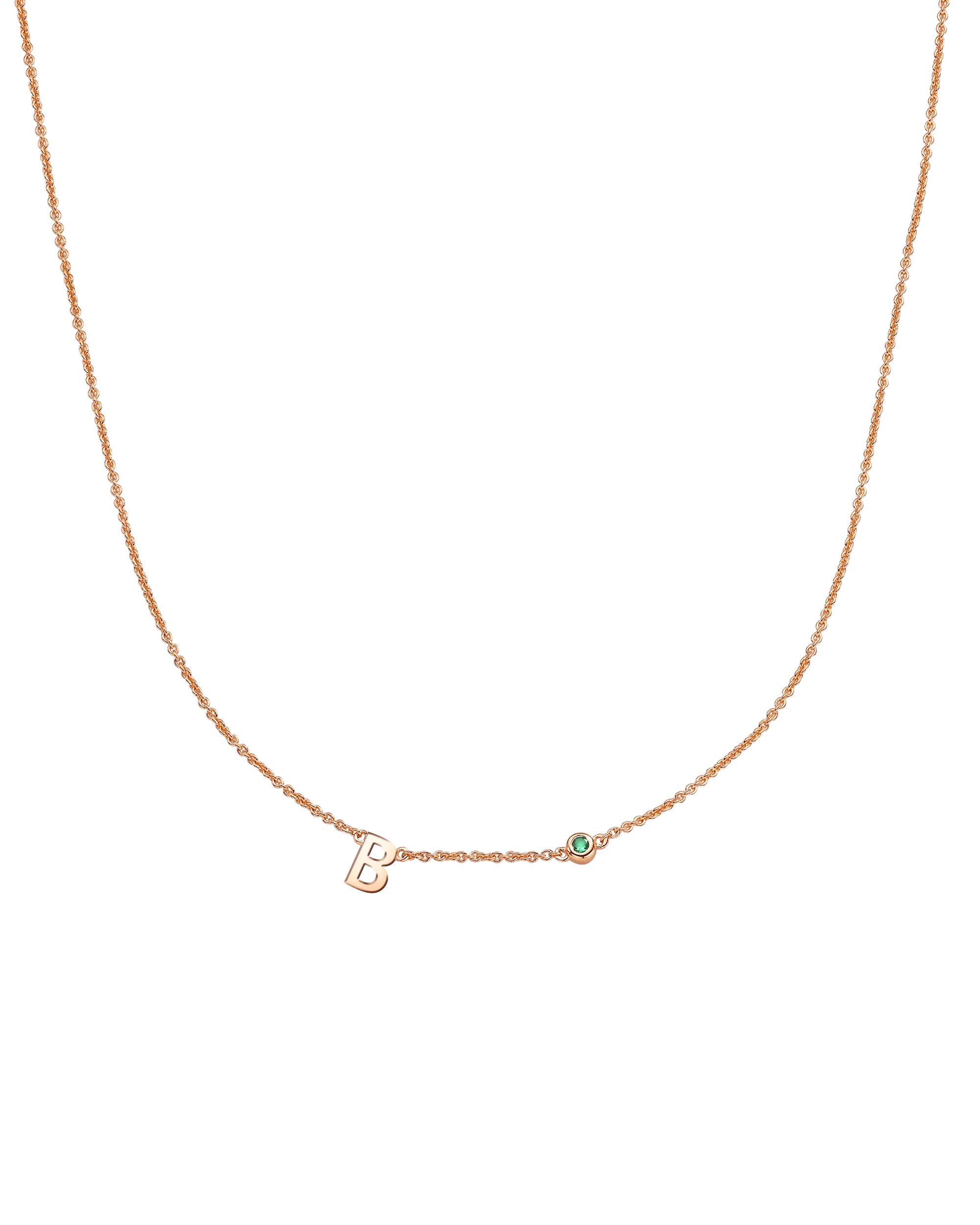 Initial Birthstone Necklace - 14K Rose Gold