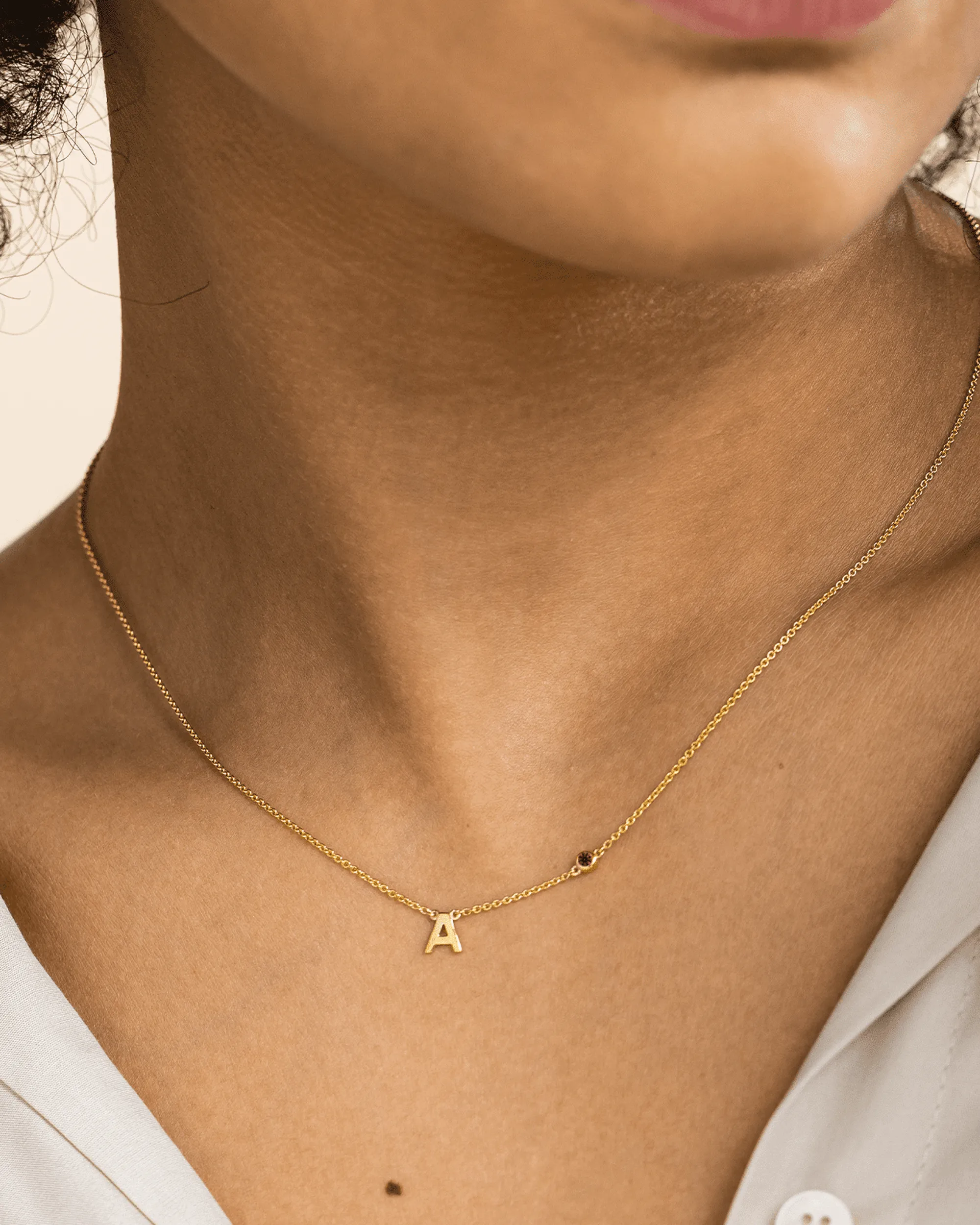 Initial Birthstone Necklace - 14K Rose Gold