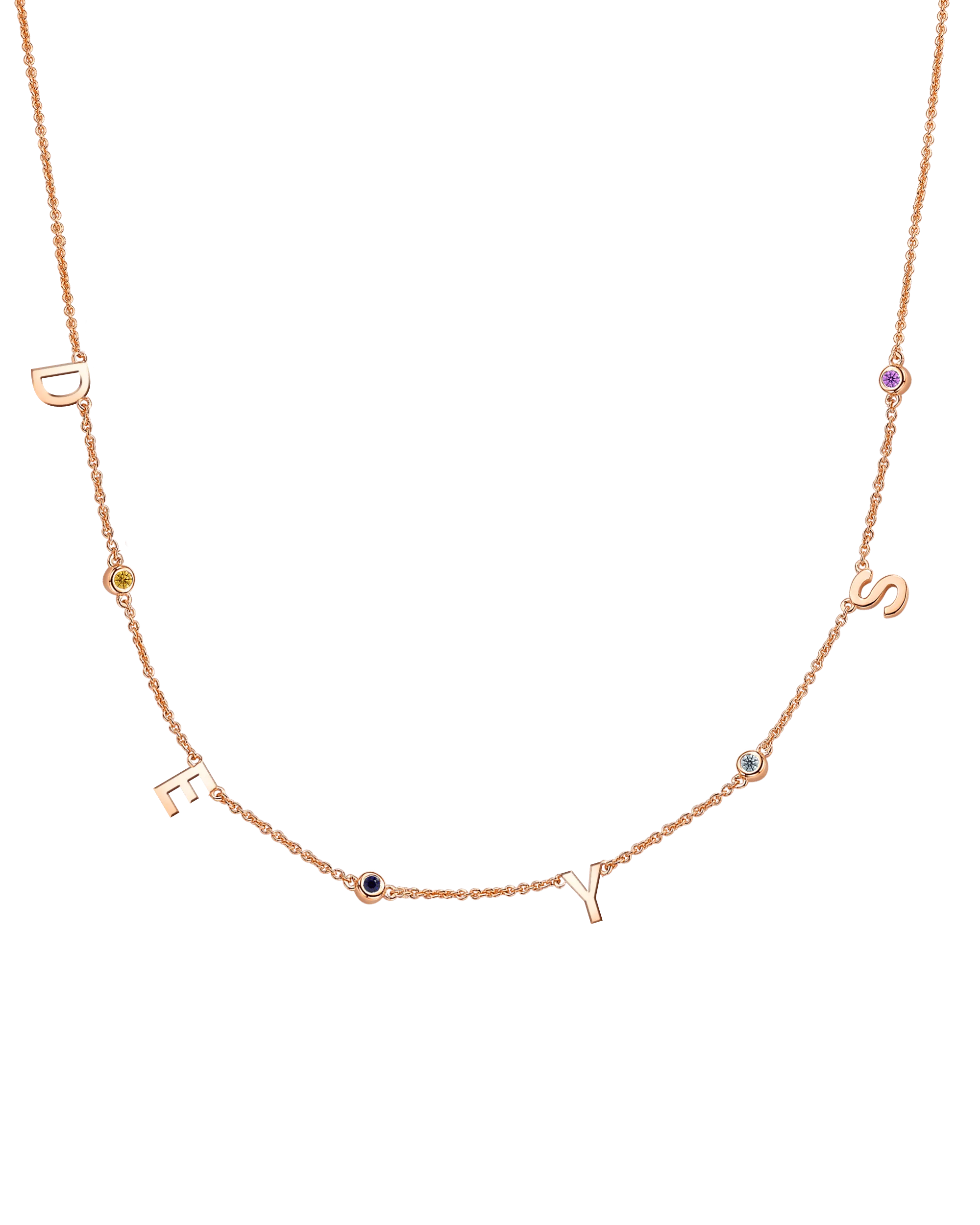 Initial Birthstone Necklace - 14K Rose Gold