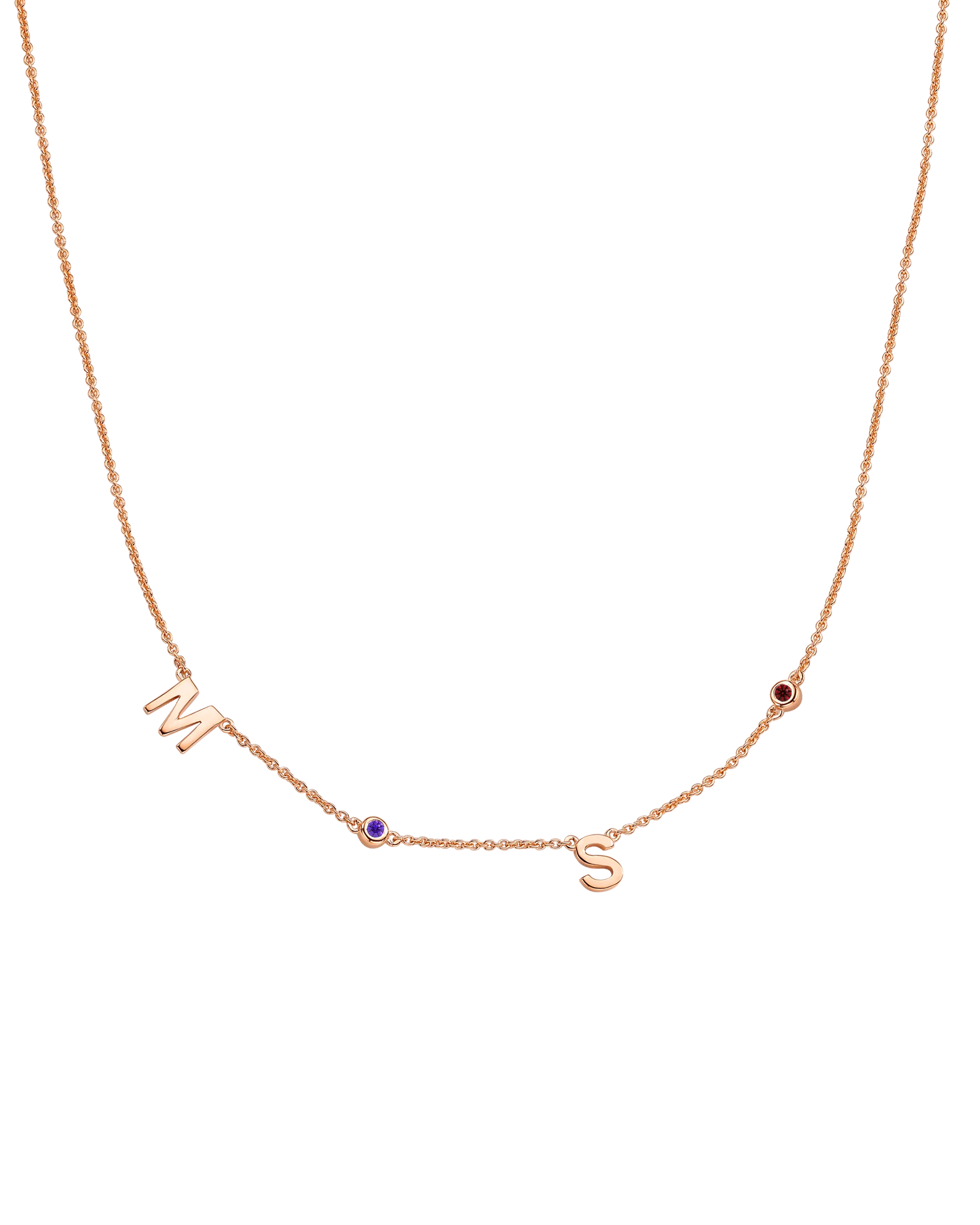 Initial Birthstone Necklace - 14K Rose Gold