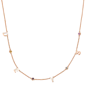 Initial Birthstone Necklace - 14K Rose Gold