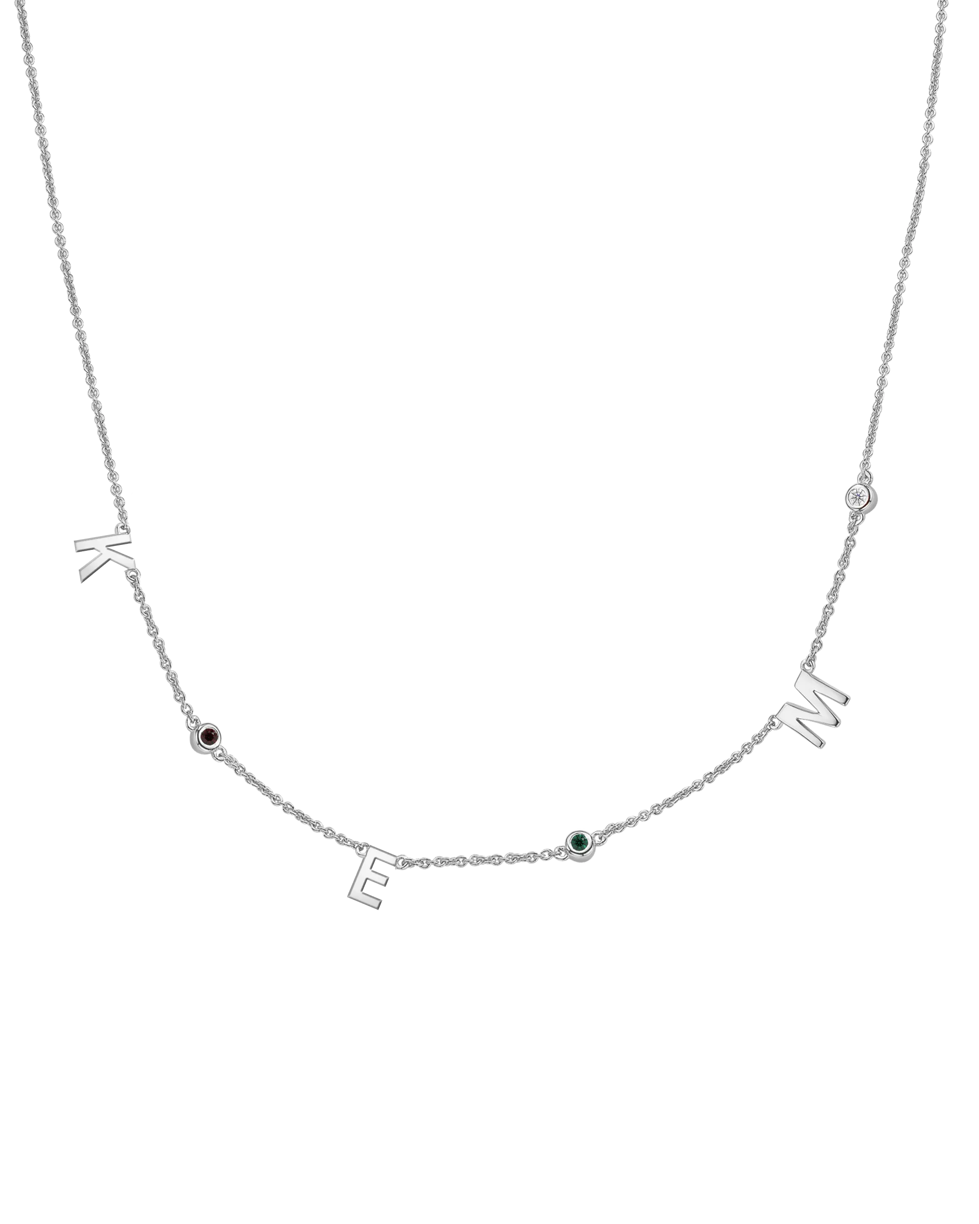 Initial Birthstone Necklace - 14K White Gold