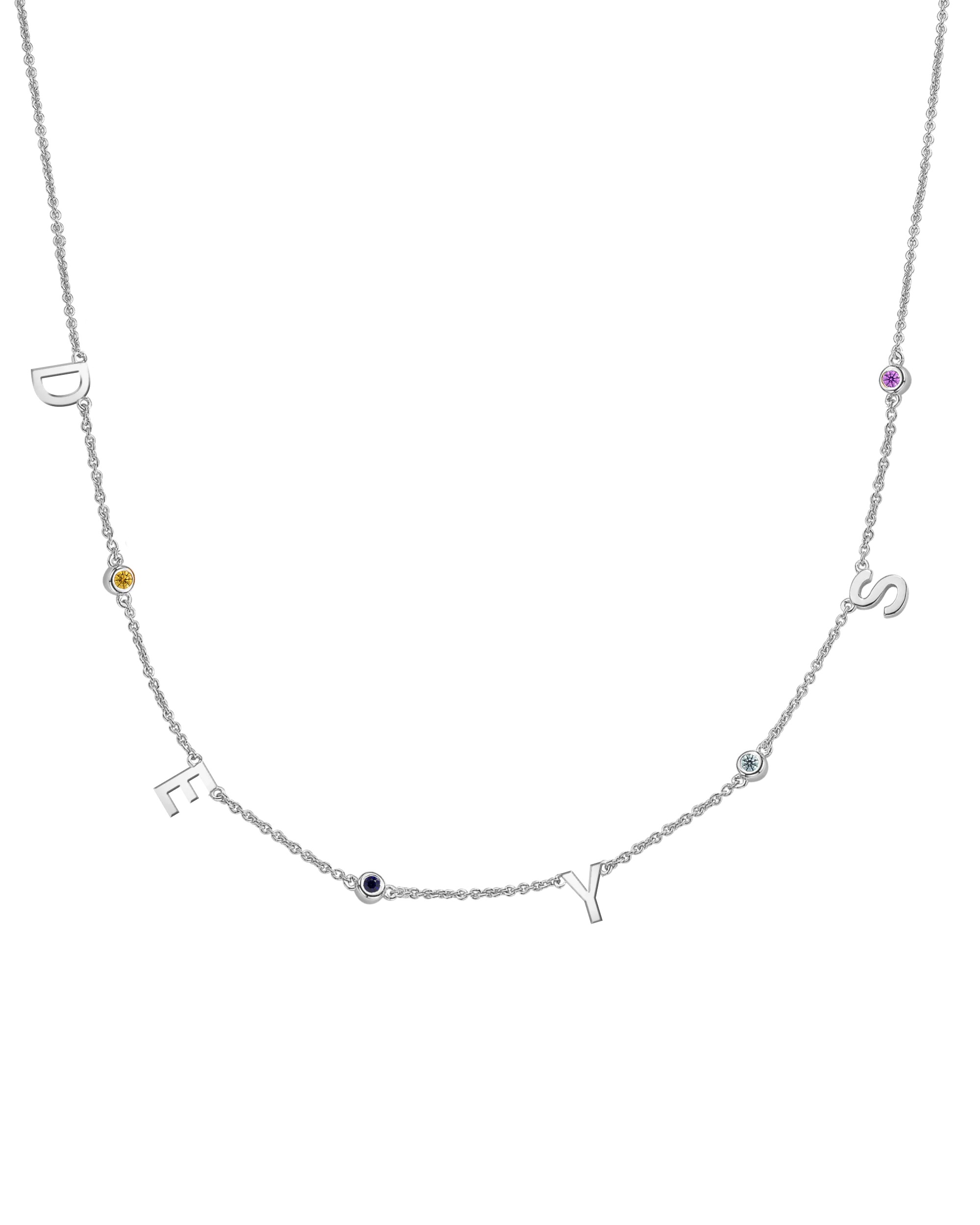 Initial Birthstone Necklace - 14K White Gold