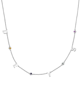 Initial Birthstone Necklace - 14K White Gold