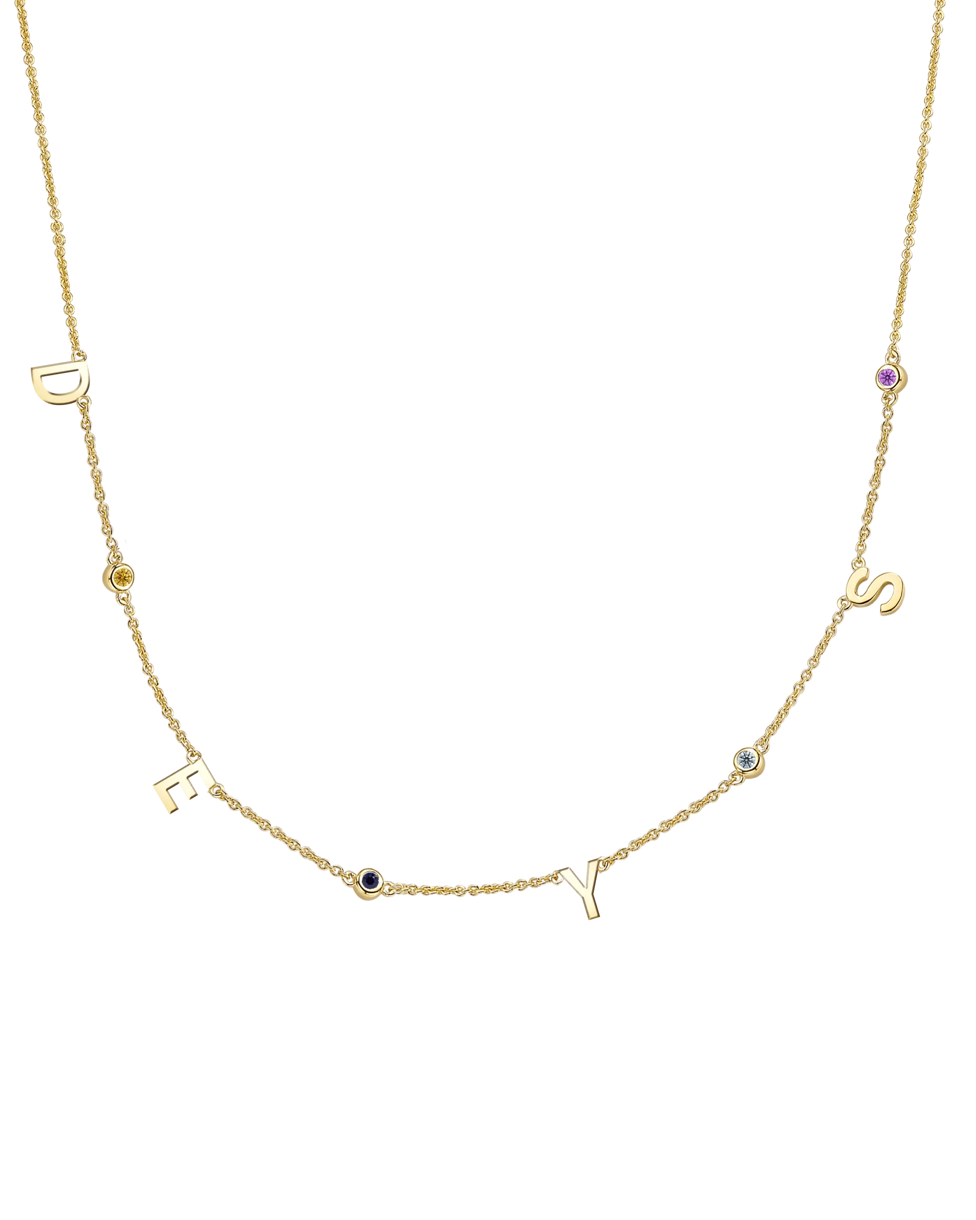 Initial Birthstone Necklace - 14K Yellow Gold