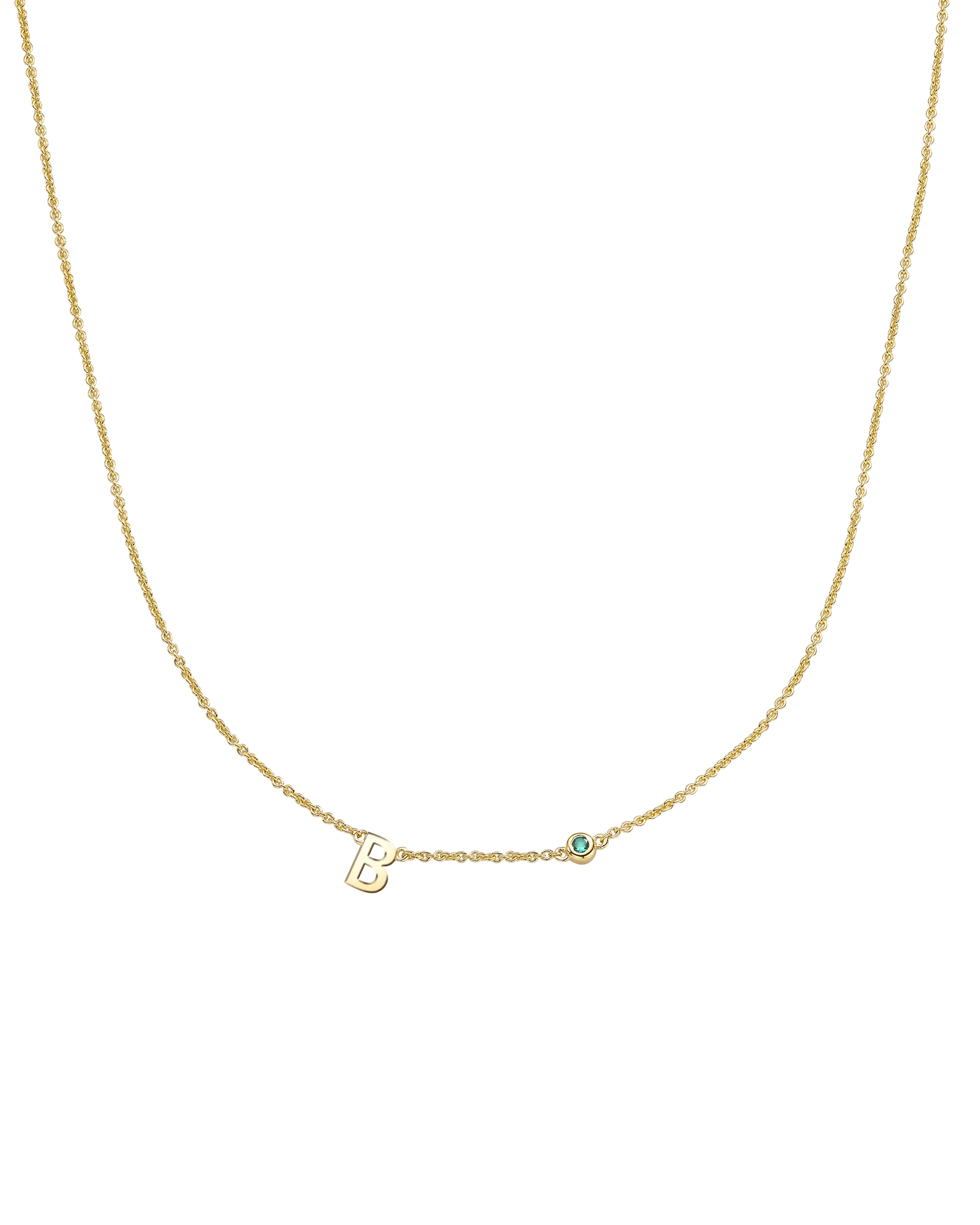 Initial Birthstone Necklace - 14K Yellow Gold