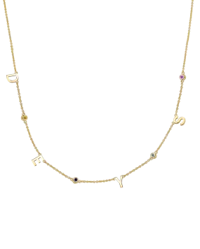 Initial Birthstone Necklace - 14K Yellow Gold