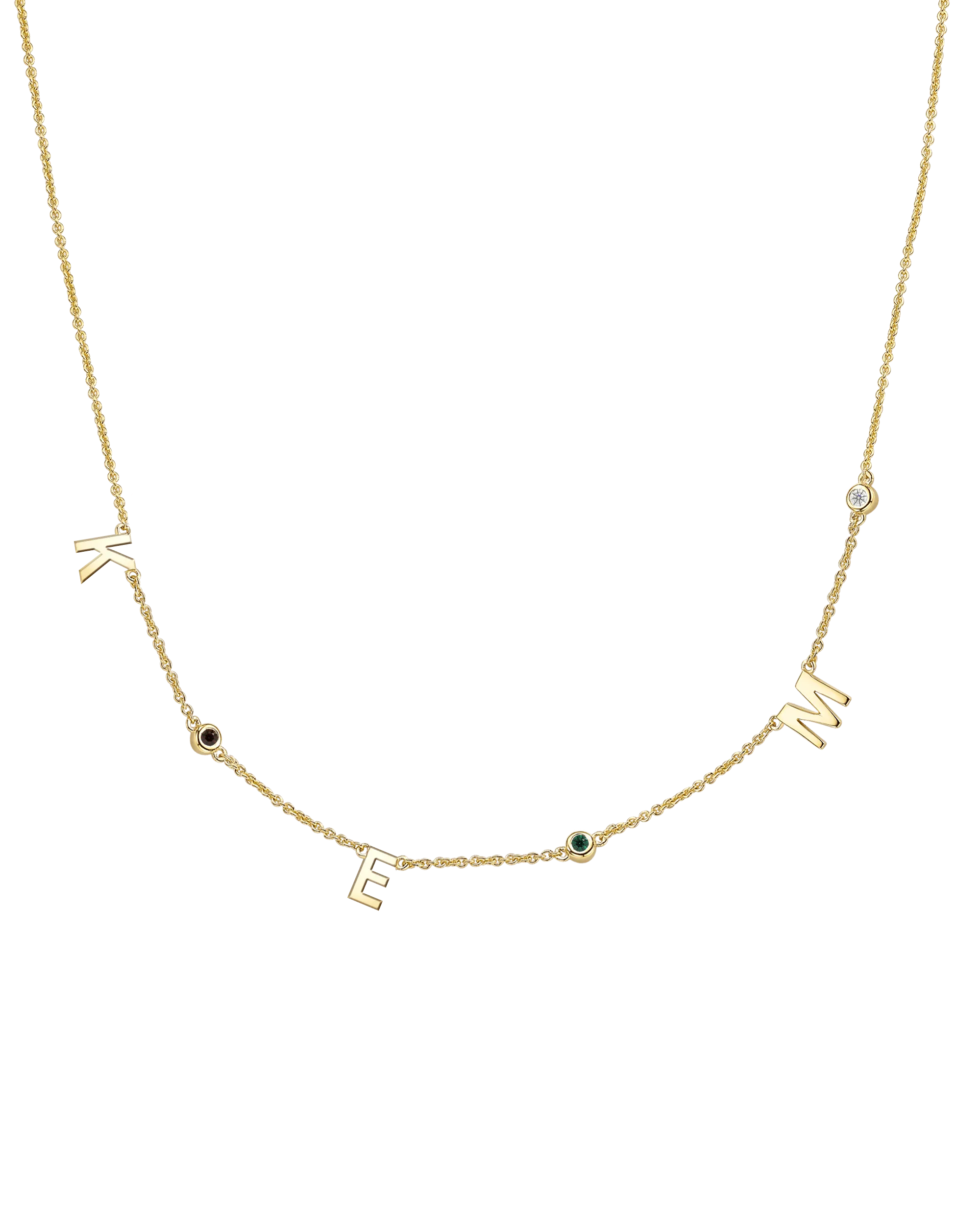 Initial Birthstone Necklace - 14K Yellow Gold