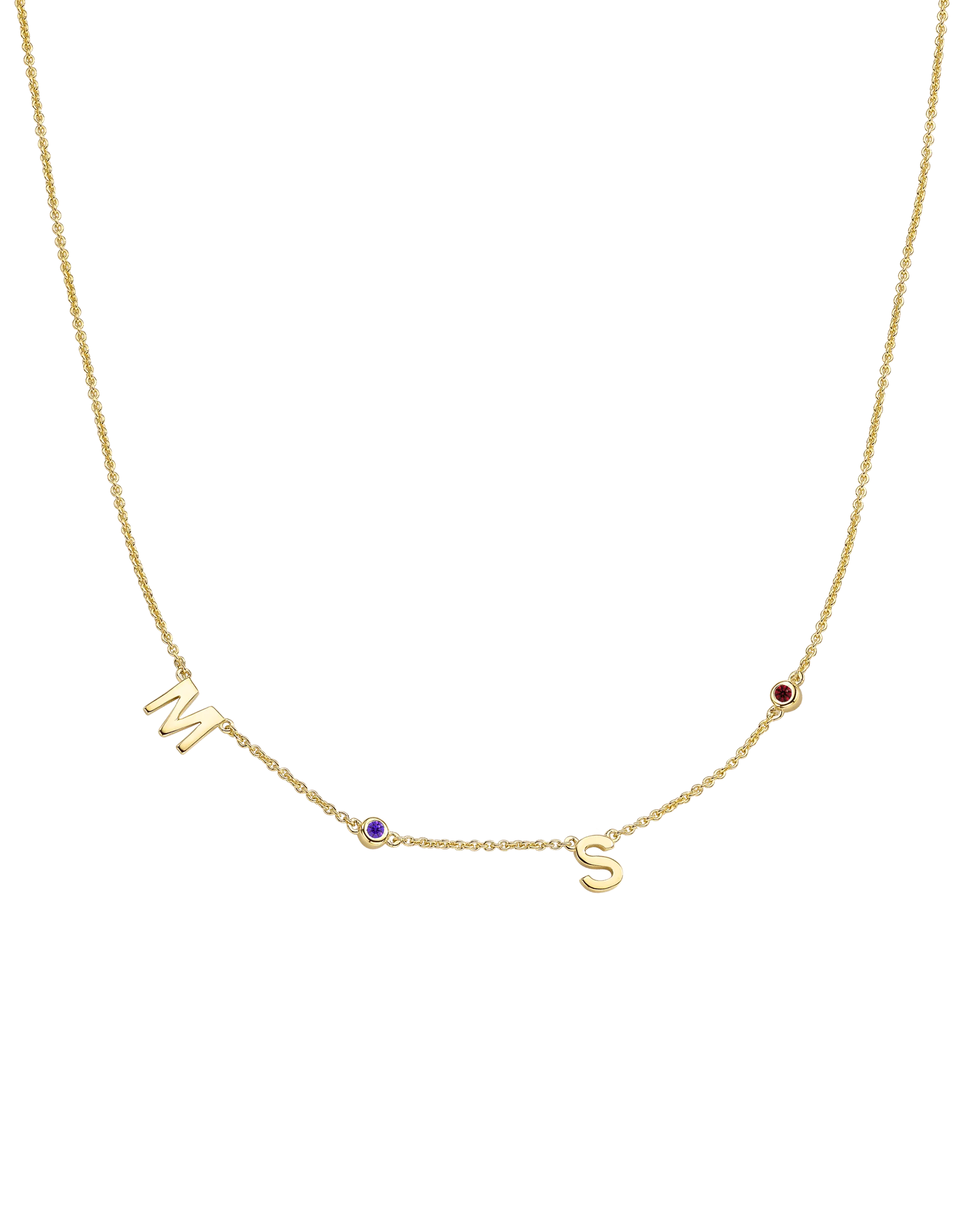 Initial Birthstone Necklace - 14K Yellow Gold