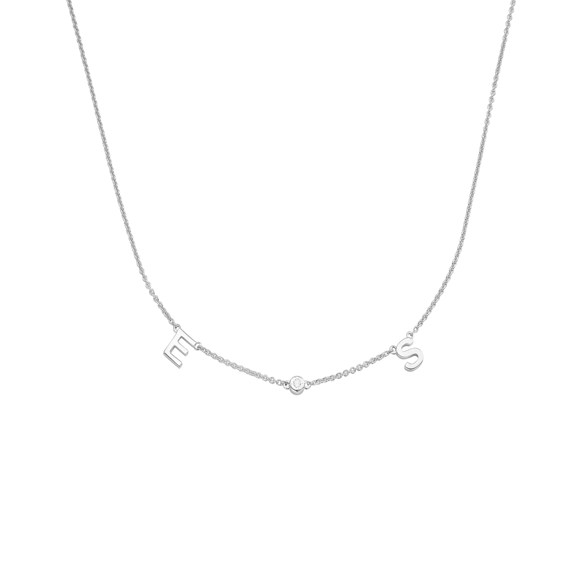 Initial Necklace with Diamonds - 925 Sterling Silver