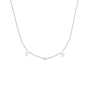 Initial Necklace with Diamonds - 925 Sterling Silver