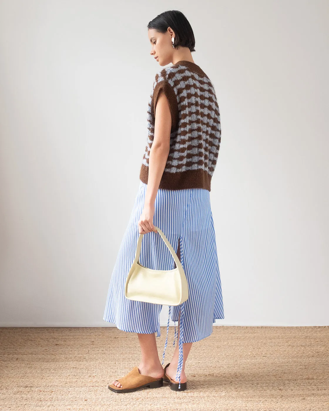 Joey Skirt Satin Stripe Blue