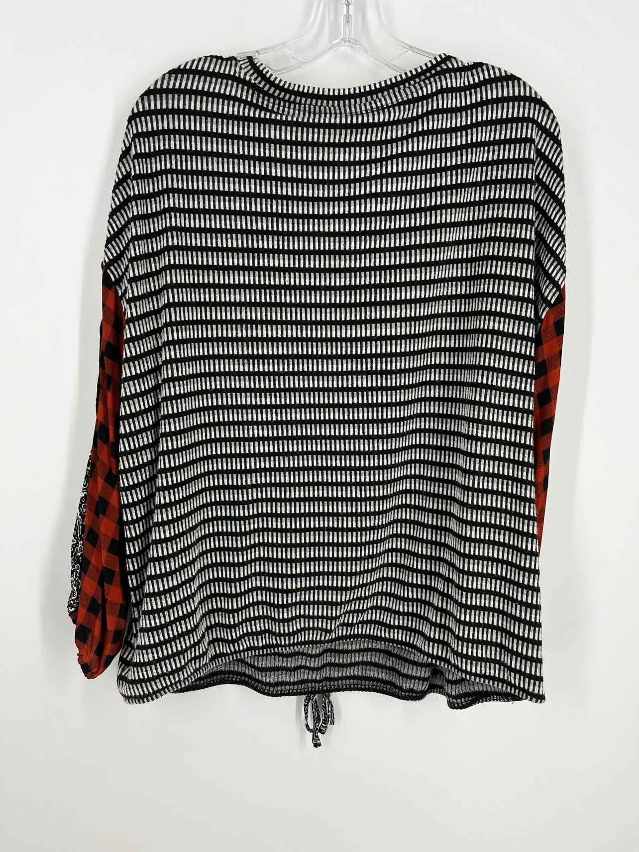 John Mark Size L Bk/Wh/Or Print Gingham Tops Top-Long Sleeve