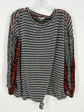 John Mark Size L Bk/Wh/Or Print Gingham Tops Top-Long Sleeve