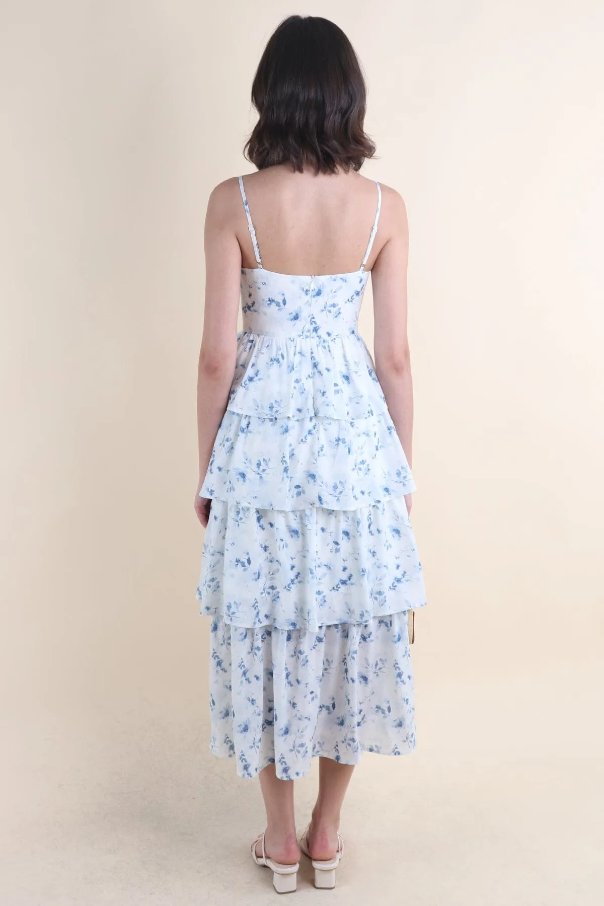 KALLIE FLORAL TIER MAXI IN BLUE