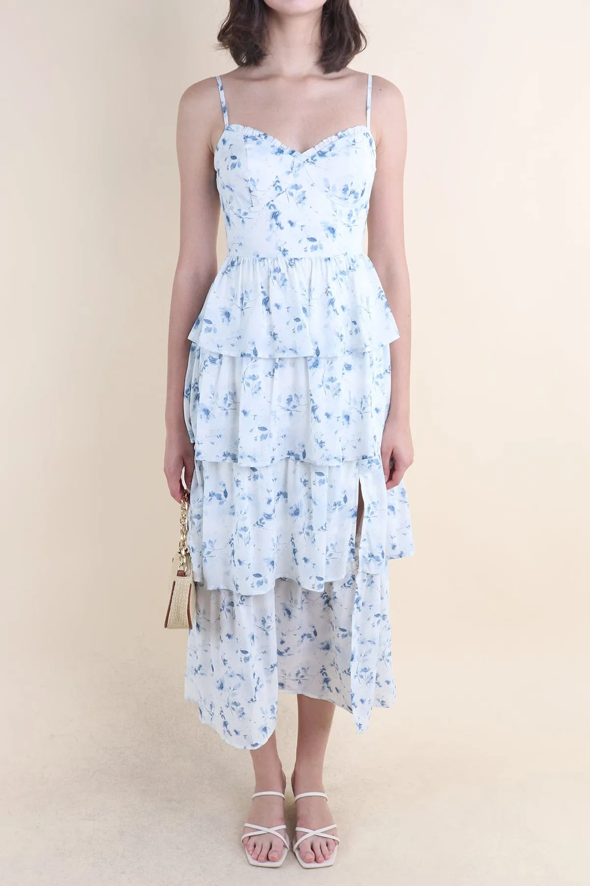 KALLIE FLORAL TIER MAXI IN BLUE