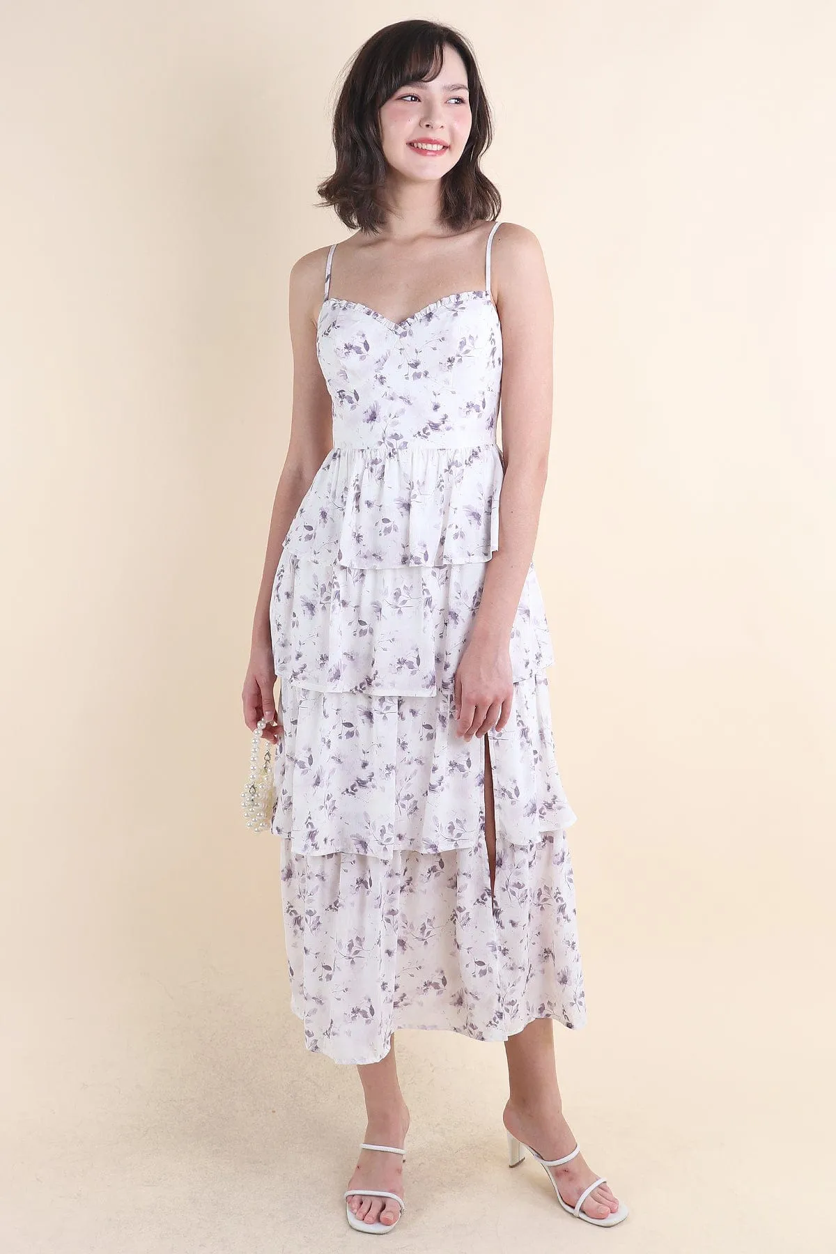 KALLIE FLORAL TIER MAXI IN LILAC