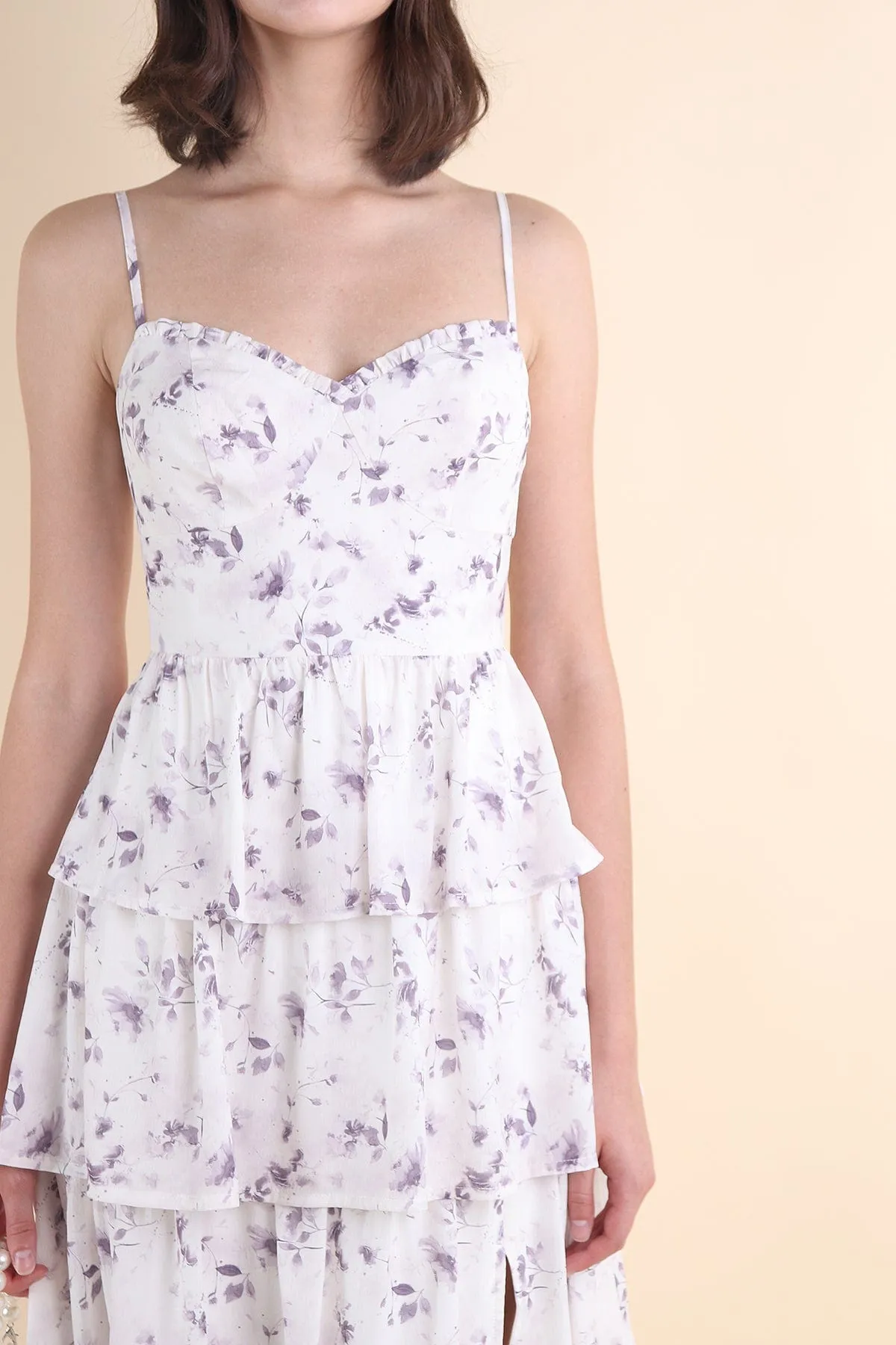 KALLIE FLORAL TIER MAXI IN LILAC