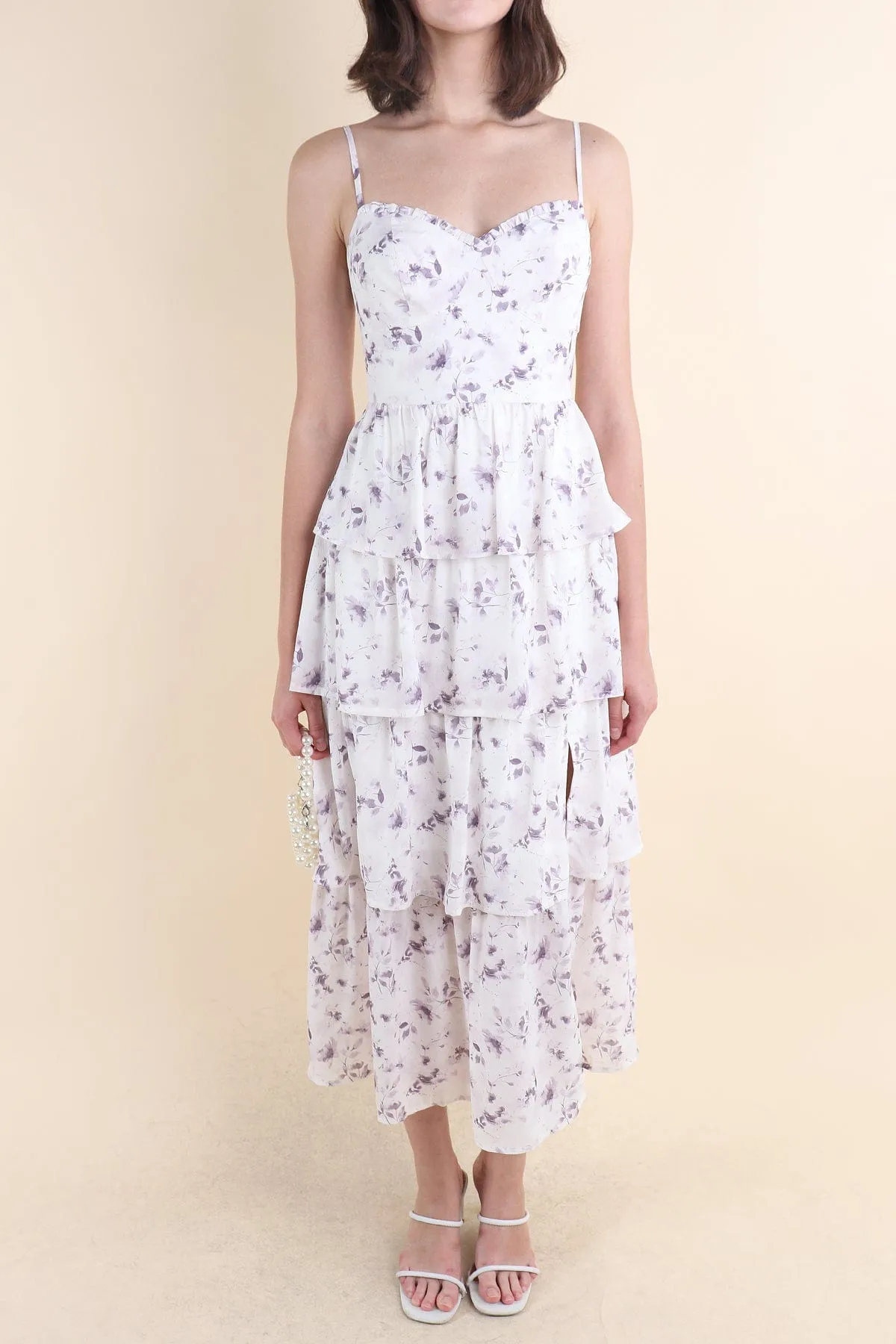 KALLIE FLORAL TIER MAXI IN LILAC