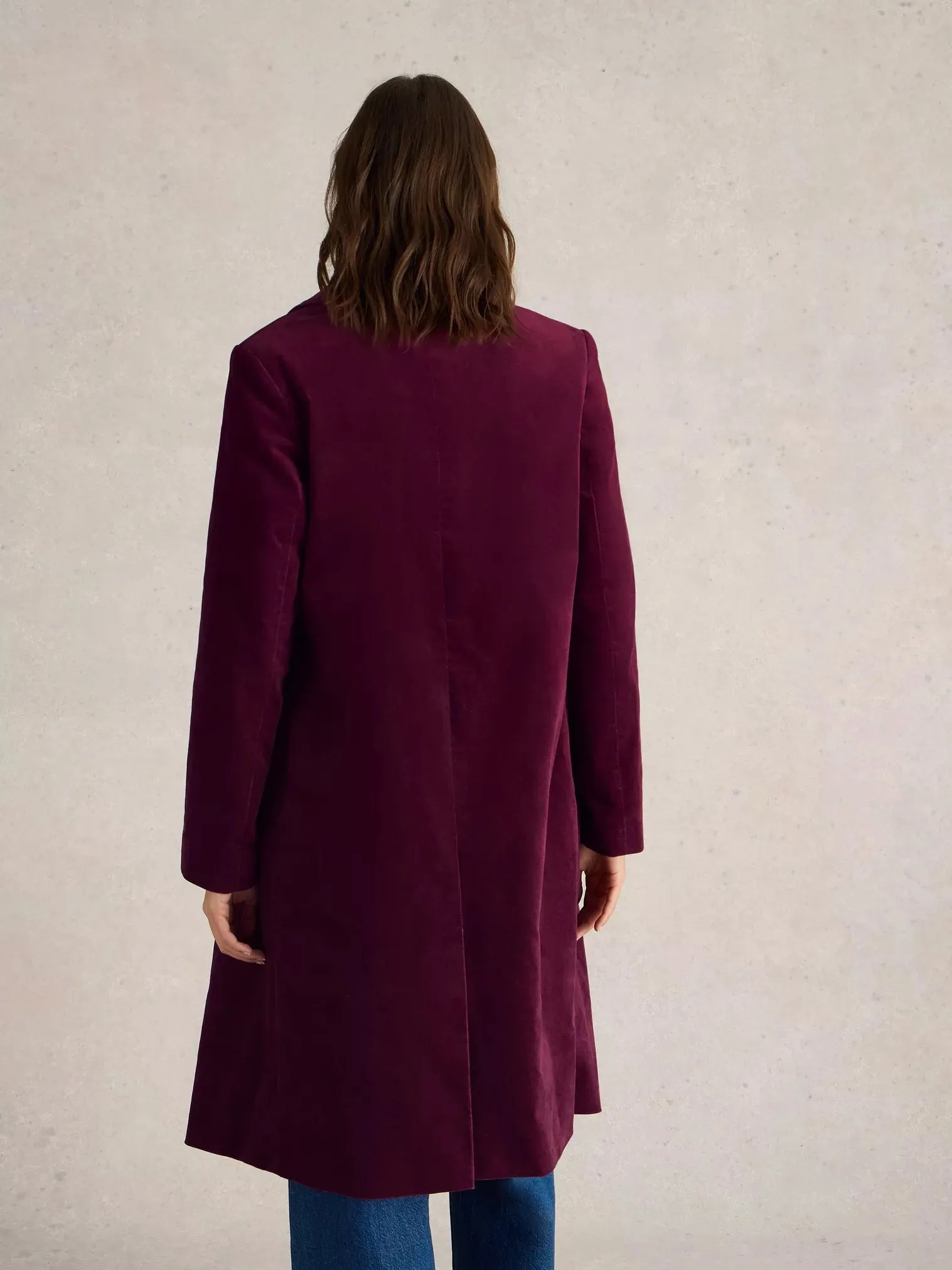 Kamila Velvet Coat in Plum by WhiteStuff