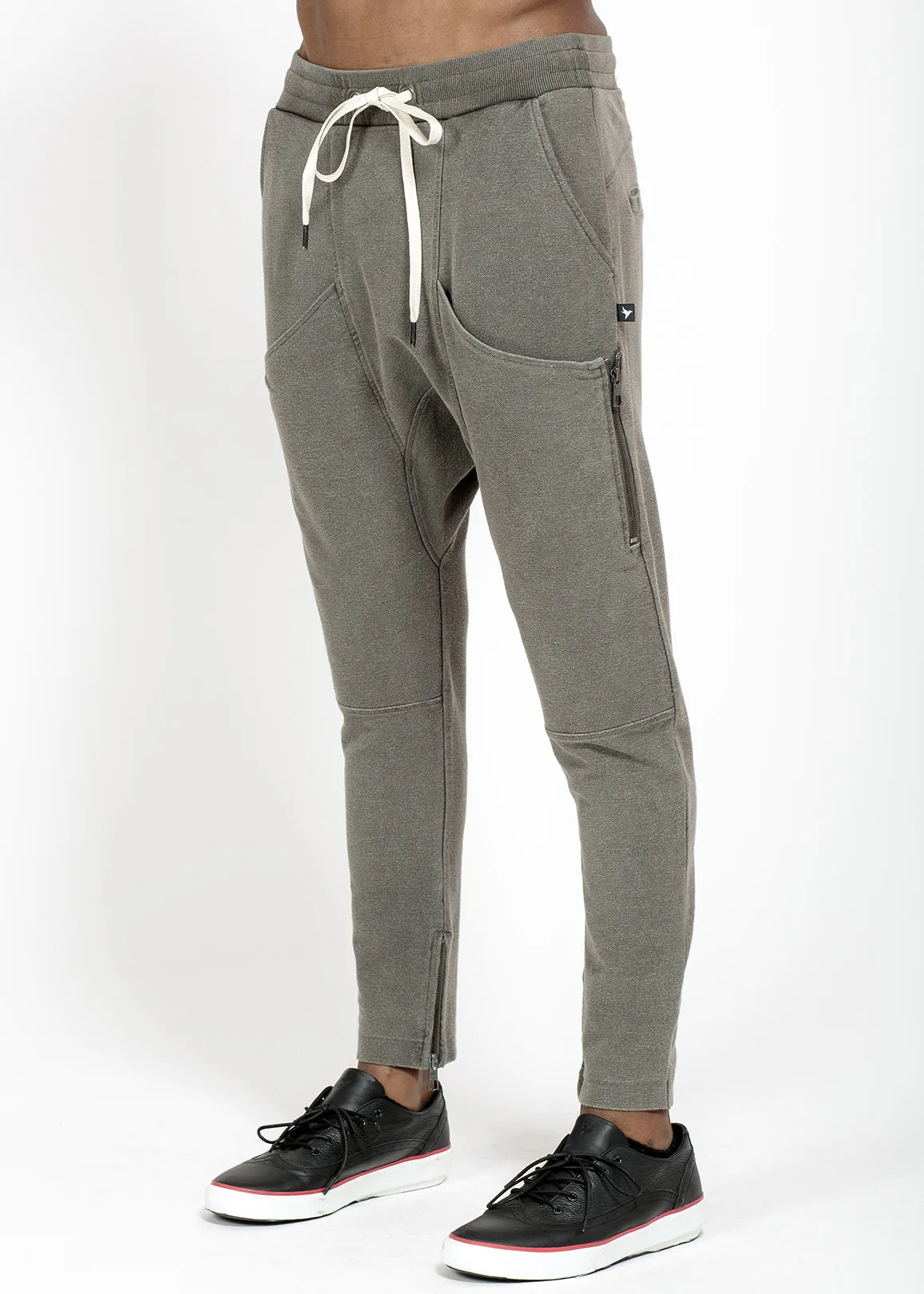 Konus Men's Over-dyed Drop Crotch Sweatpants in Charcoal