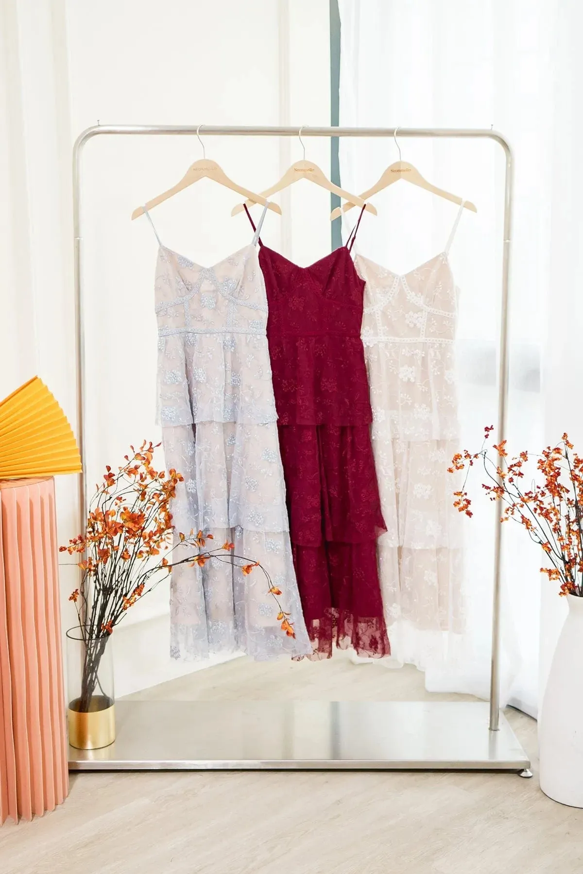 LA VIE MESH LACE MAXI DRESS IN WINE