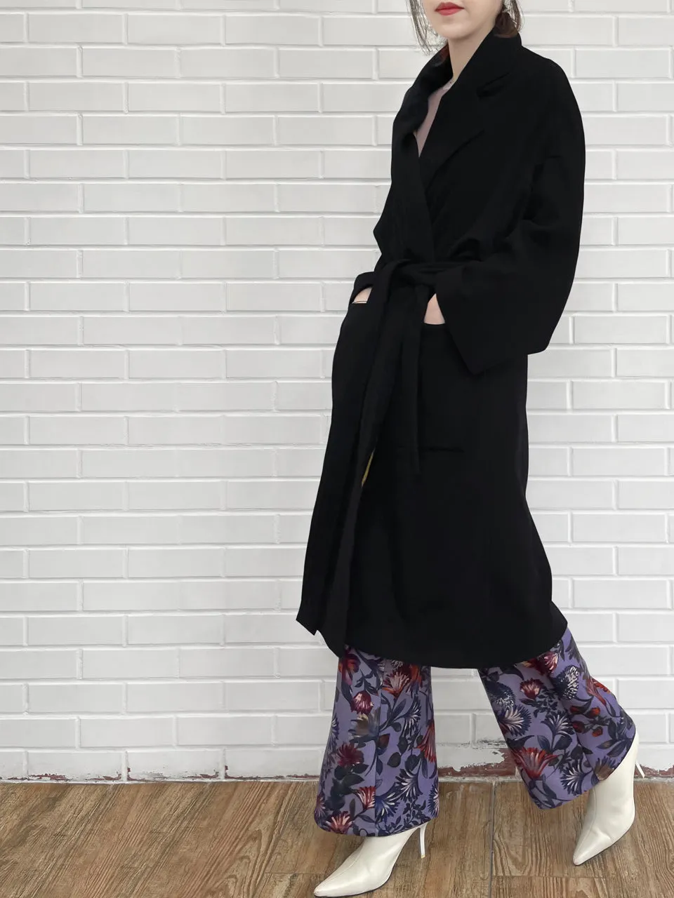 Last Chance! Black Relaxed Fit Luxury Cashmere Belted Coat