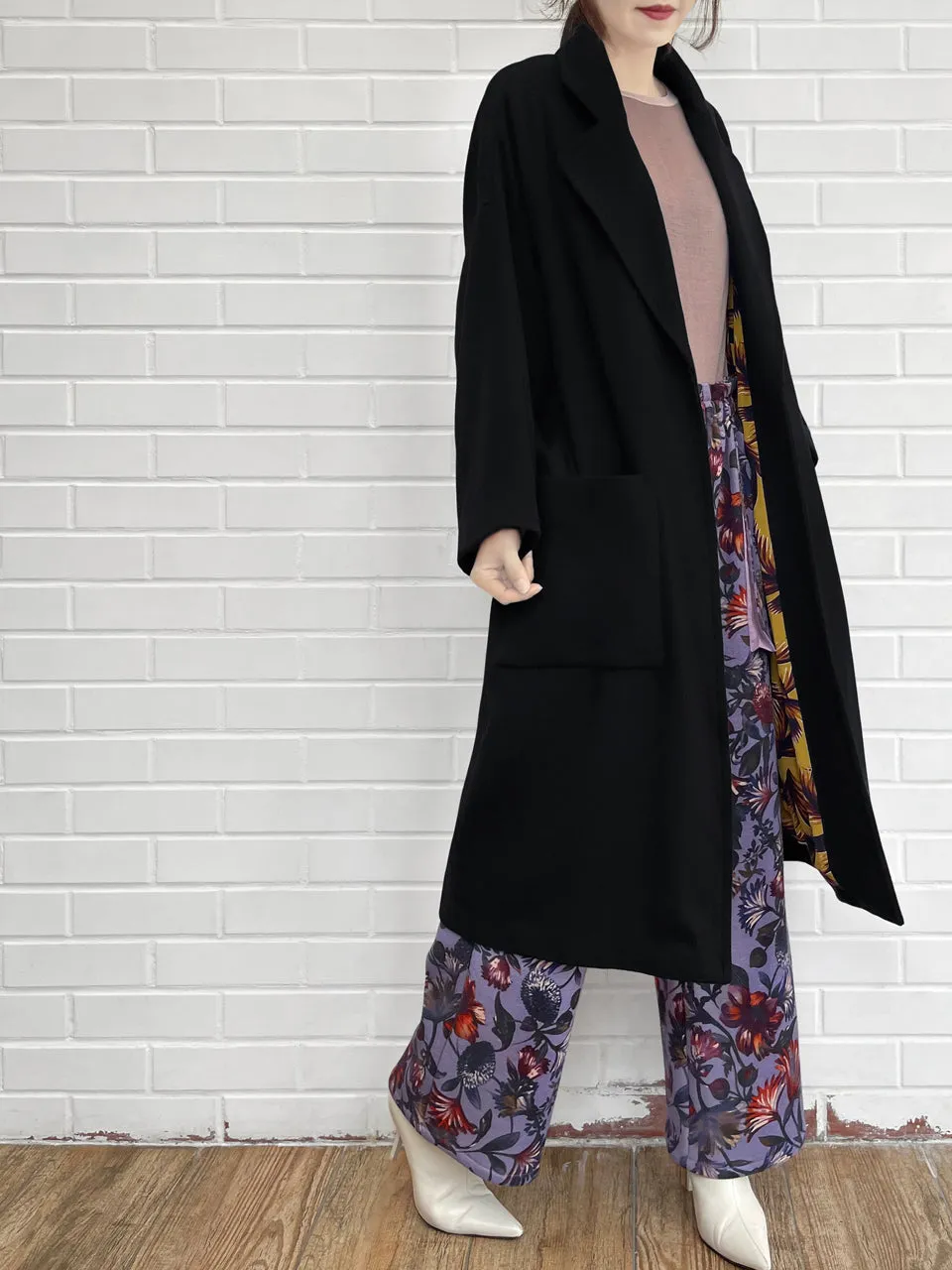 Last Chance! Black Relaxed Fit Luxury Cashmere Belted Coat