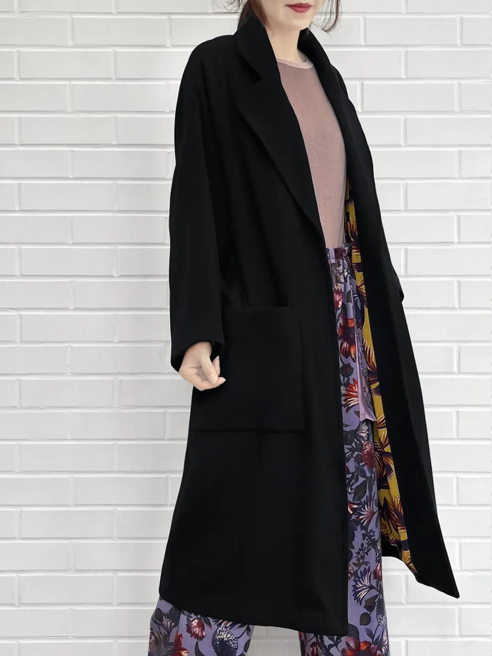 Last Chance! Black Relaxed Fit Luxury Cashmere Belted Coat