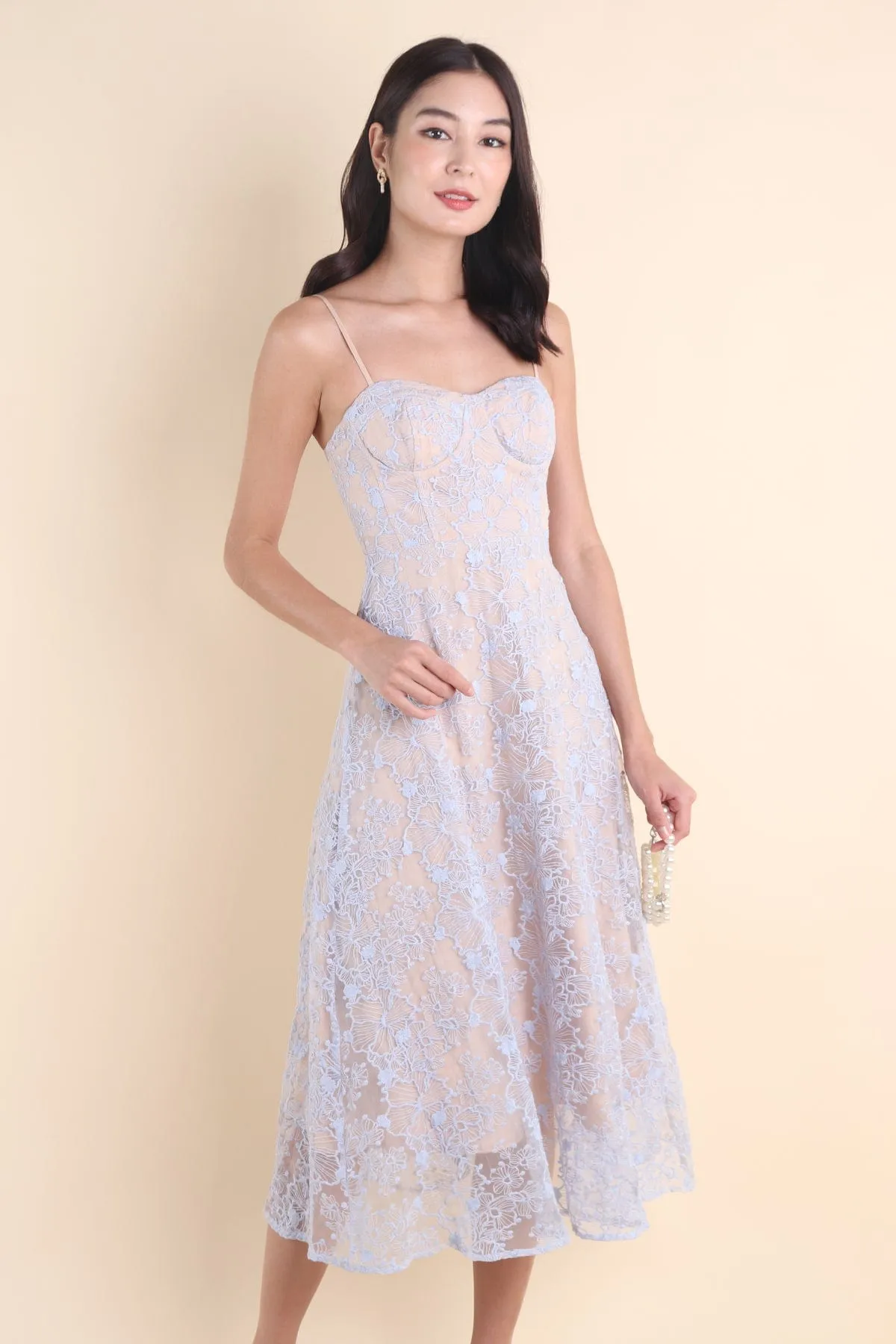 LAVIN LACE EMBOSSED MAXI IN BLUE