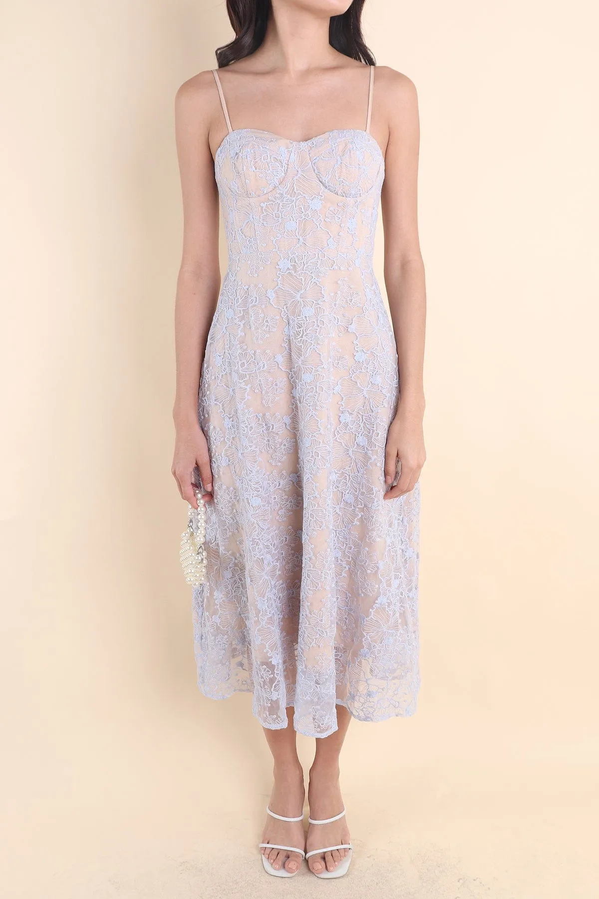 LAVIN LACE EMBOSSED MAXI IN BLUE