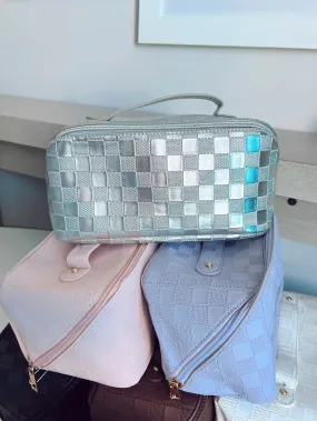 Leather Makeup Bag | Silver