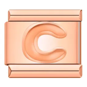 Letter C in Rose Gold, on Rose Gold