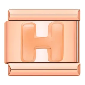 Letter H in Rose Gold, on Rose Gold