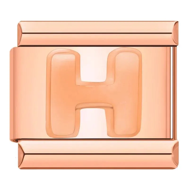 Letter H in Rose Gold, on Rose Gold