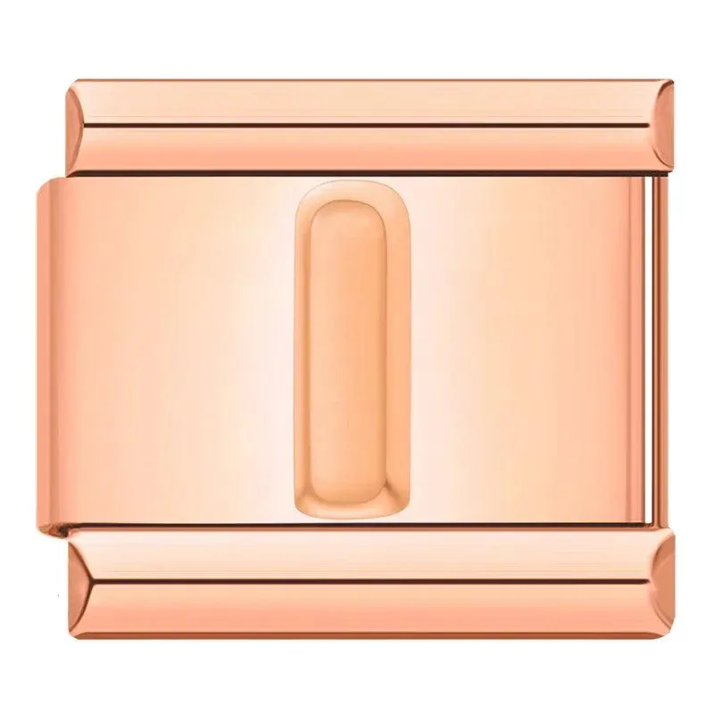 Letter I in Rose Gold, on Rose Gold