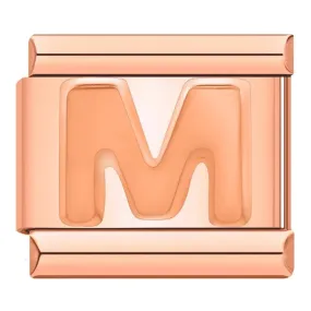 Letter M in Rose Gold, on Rose Gold