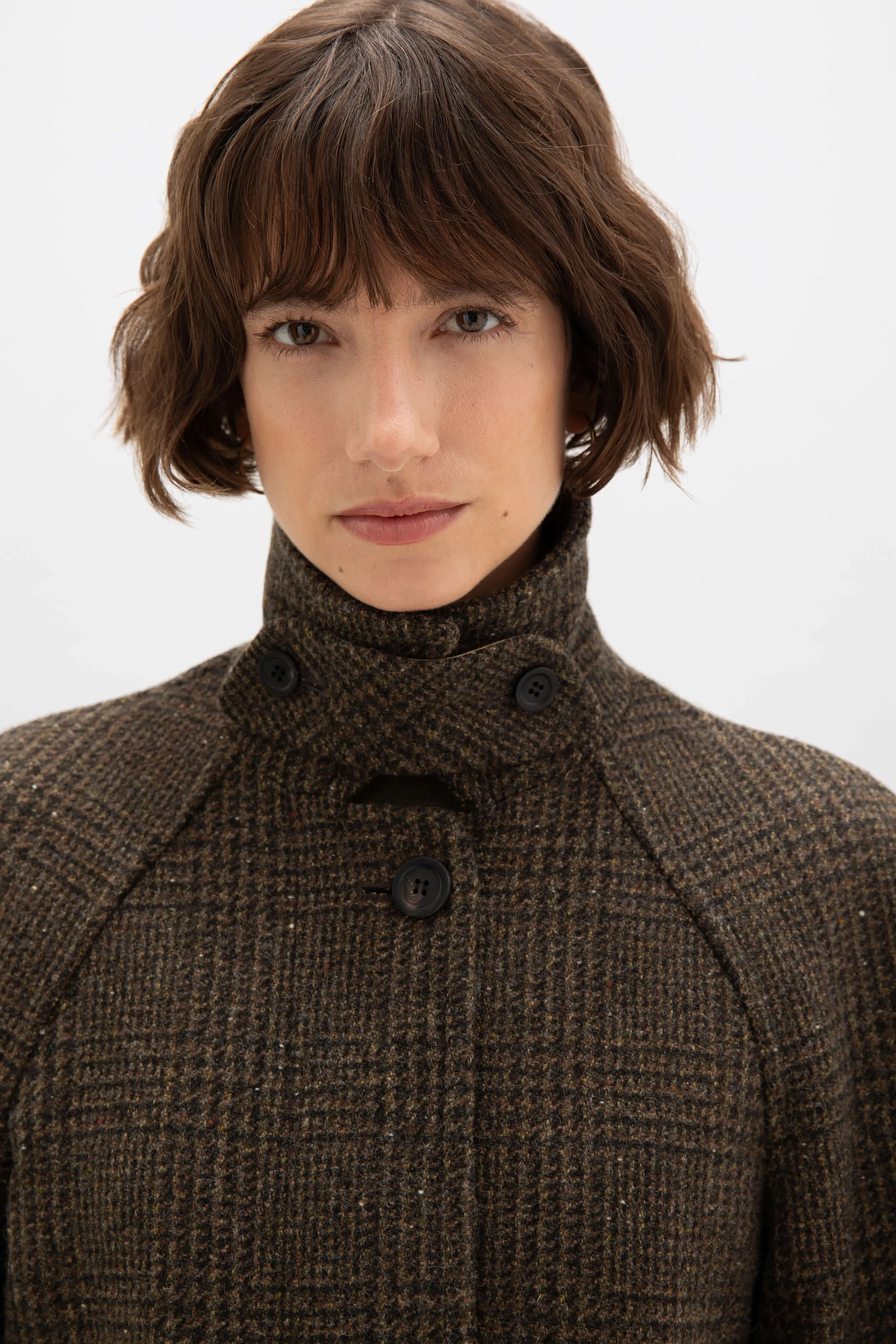 Limited Edition Women's Balmacaan Coat | Olive Glen Check