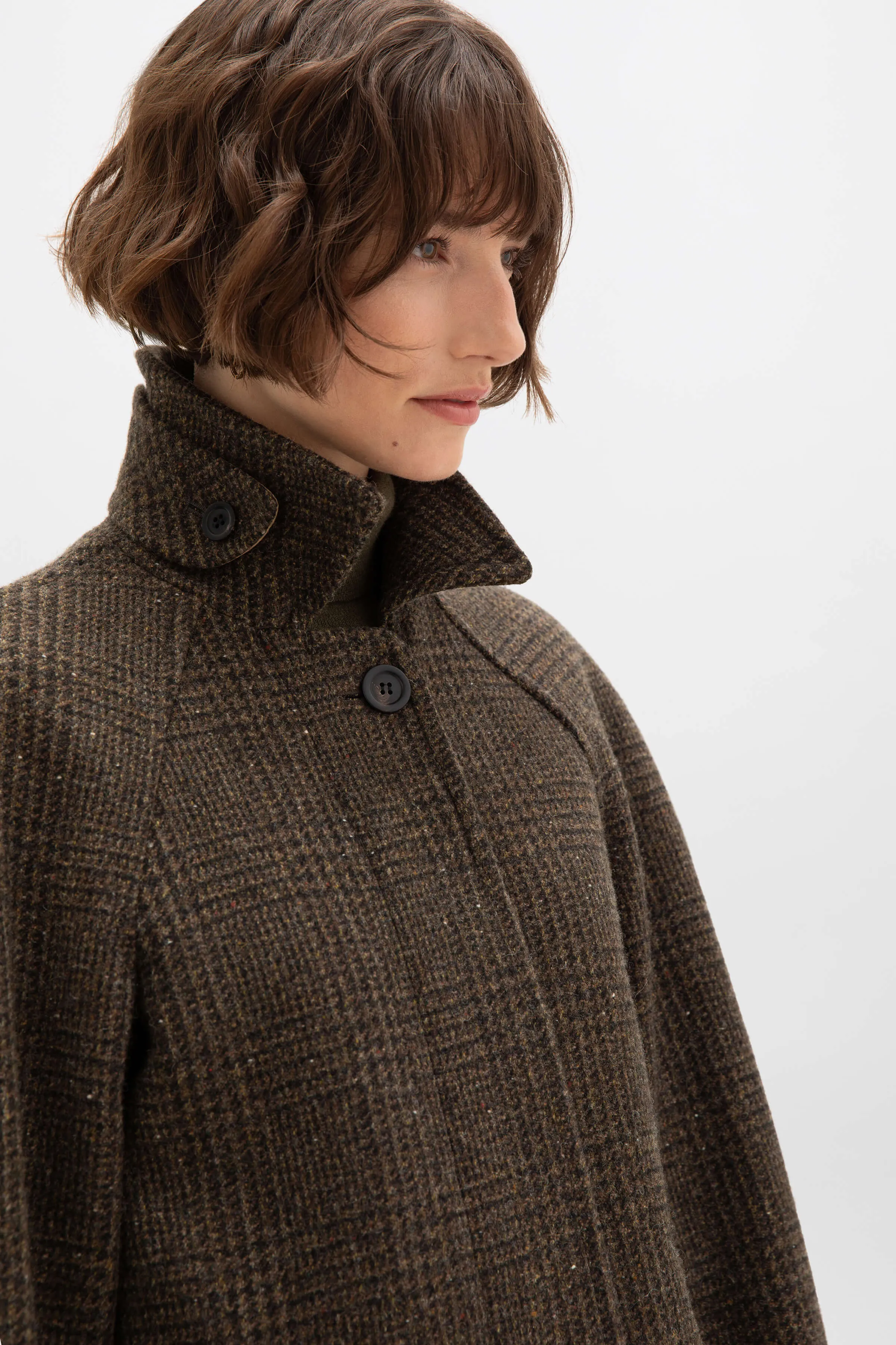 Limited Edition Women's Balmacaan Coat | Olive Glen Check