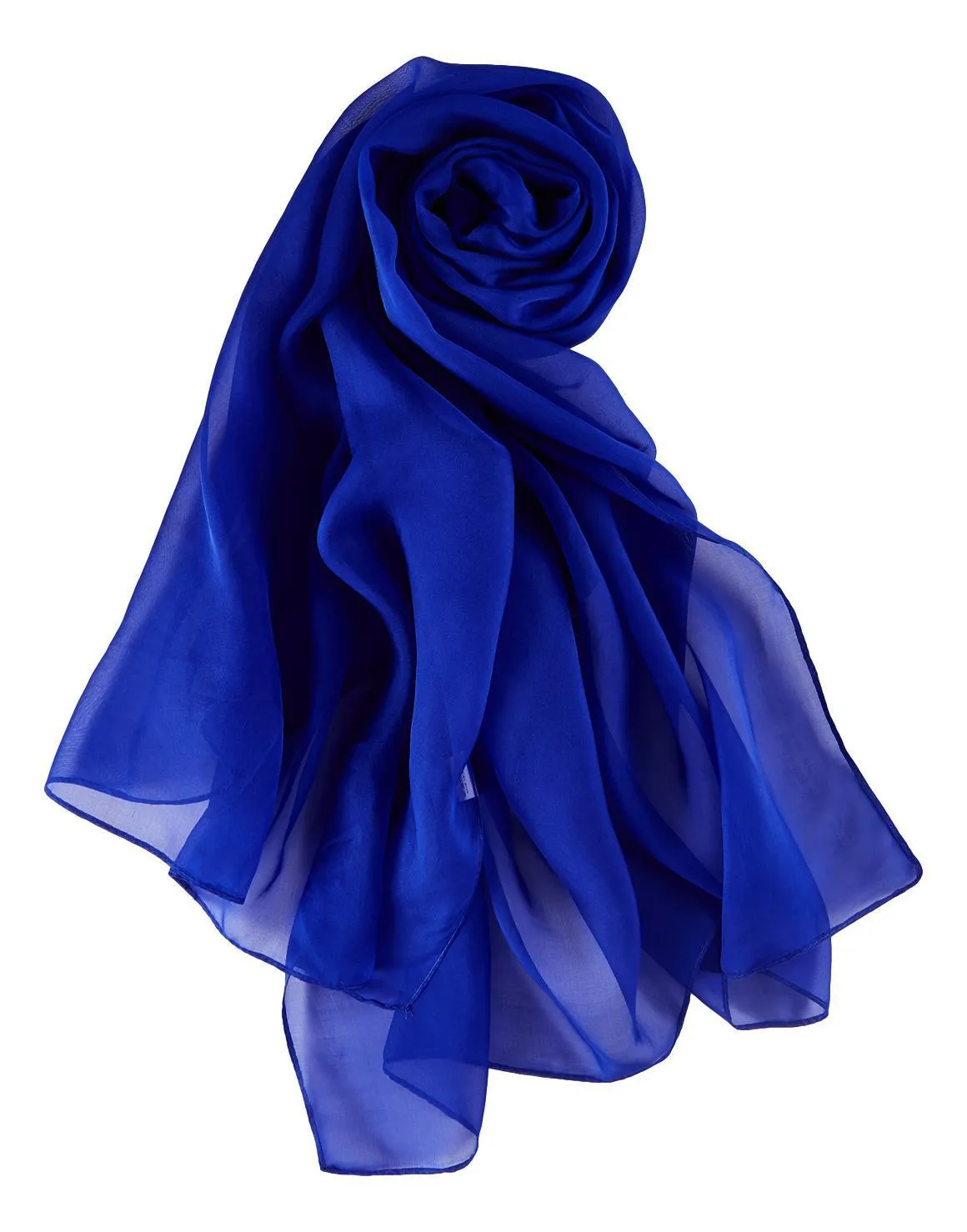 Long Silk Chiffon Scarf Solid Blue Color SQL204