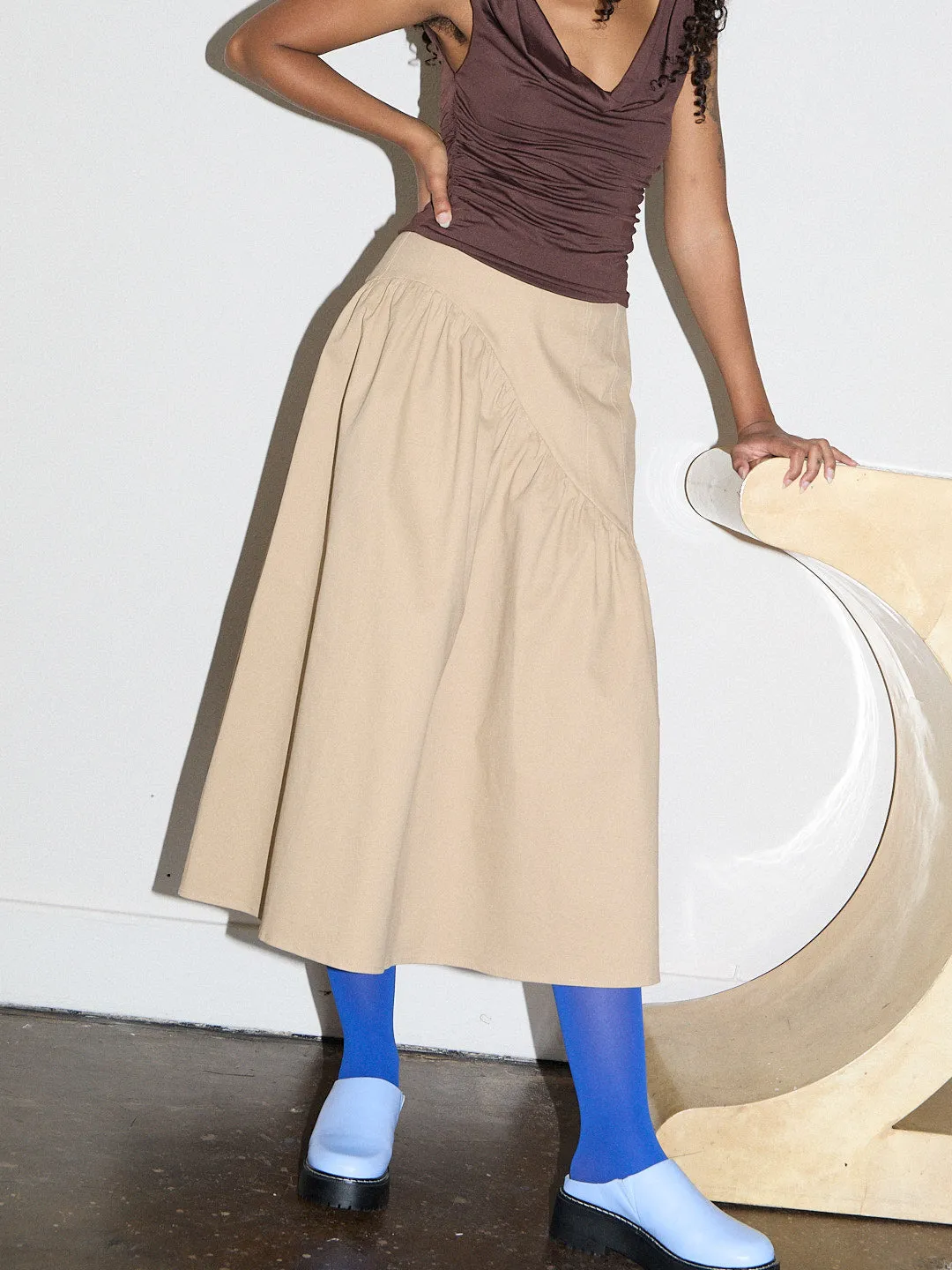 Maeve Midi Skirt - Toast Twill