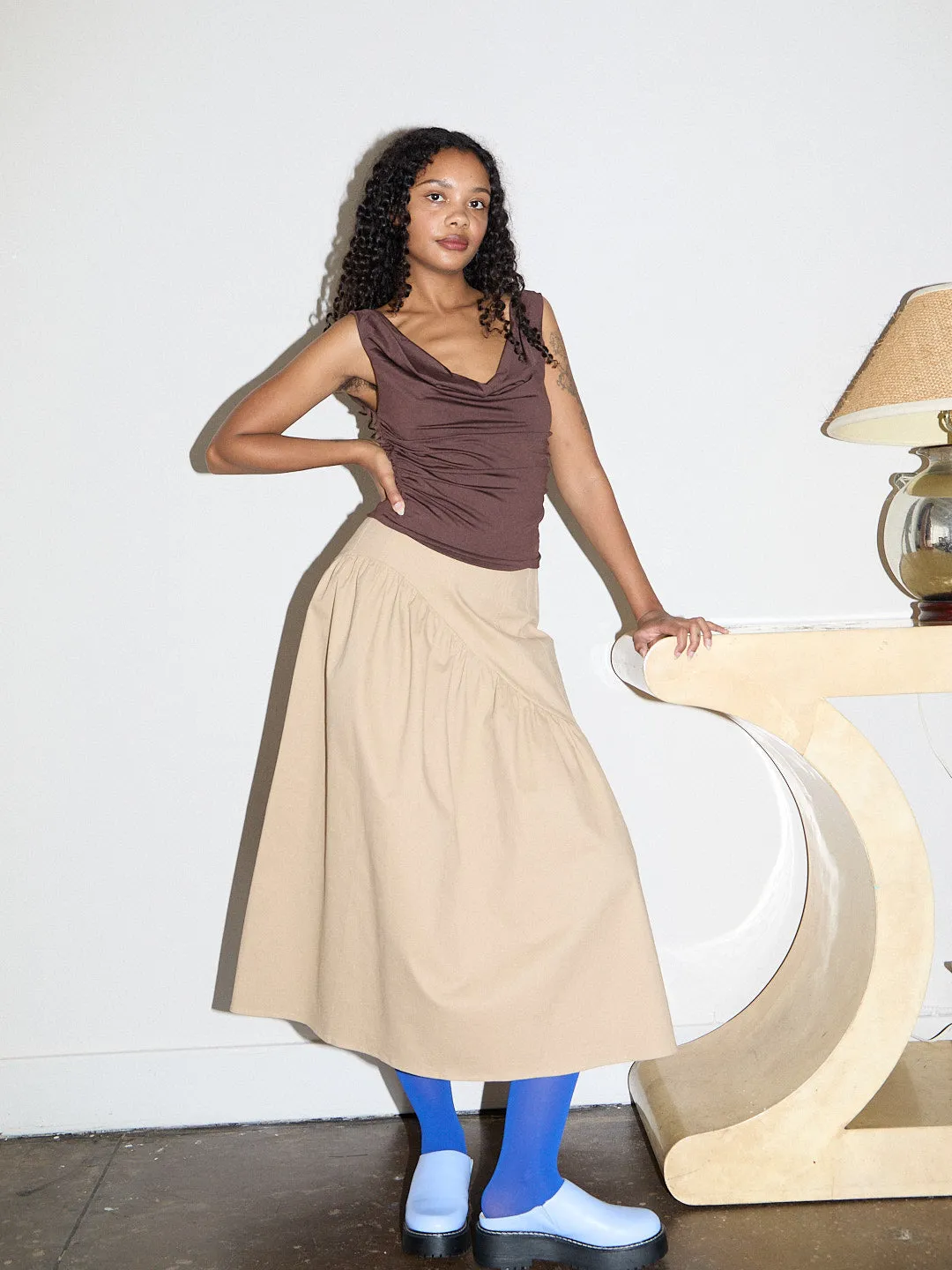 Maeve Midi Skirt - Toast Twill