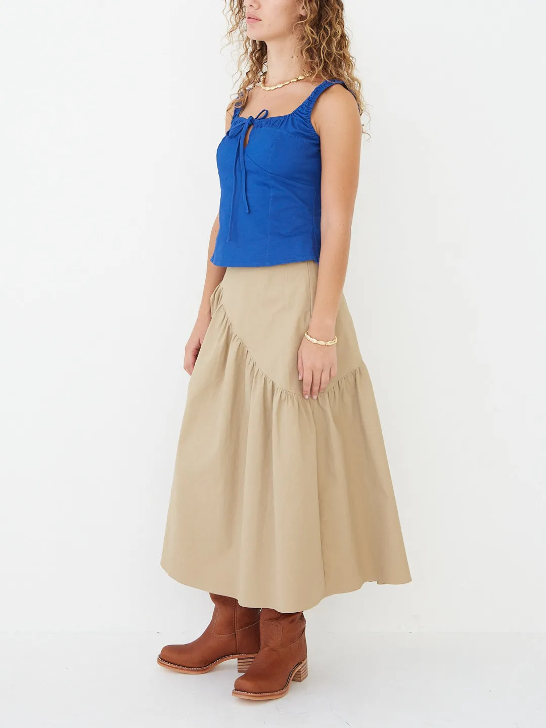 Maeve Midi Skirt - Toast Twill