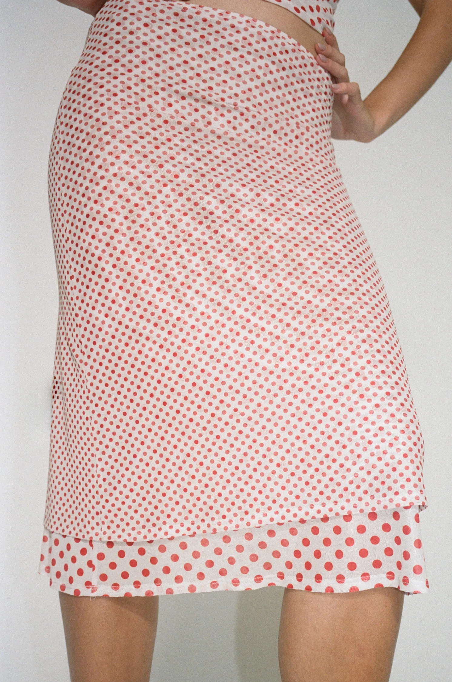 MARIA SKIRT - WHITE POLKA DOT