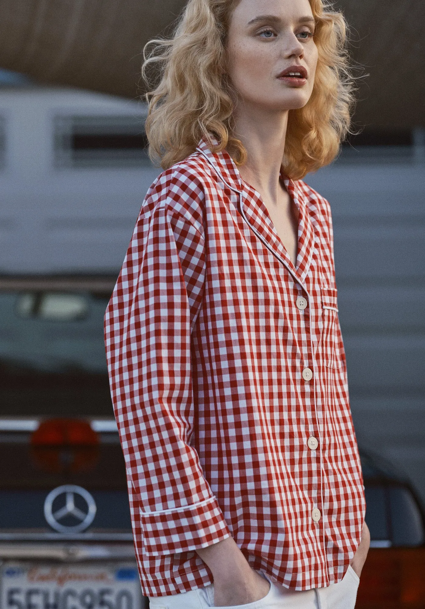 Marina Pajama Set in Large Red Gingham