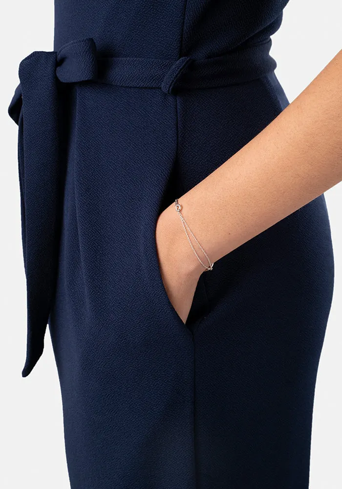 Marina Plain Navy Culotte Jumpsuit