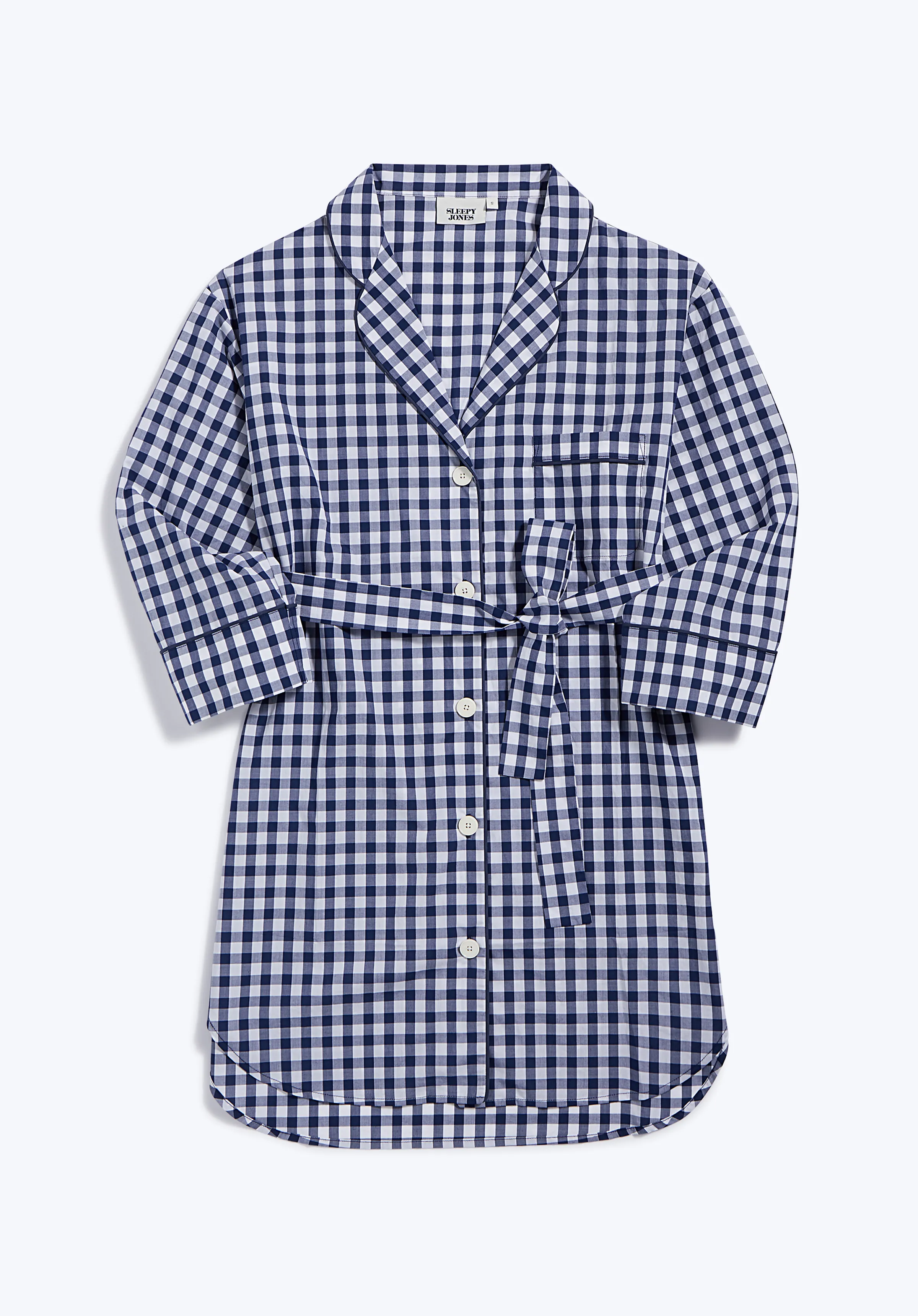 Marina Shirt Dress in Large Navy Gingham